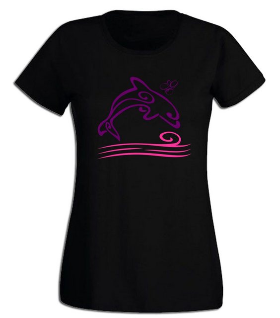 G-graphics T-Shirt Damen T-Shirt - Delfin Pink-Purple-Collection, Slim-fit- günstig online kaufen