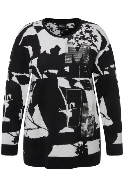 Ulla Popken Strickpullover Pullover Jacquardmuster Glitter Rundhals Langarm günstig online kaufen