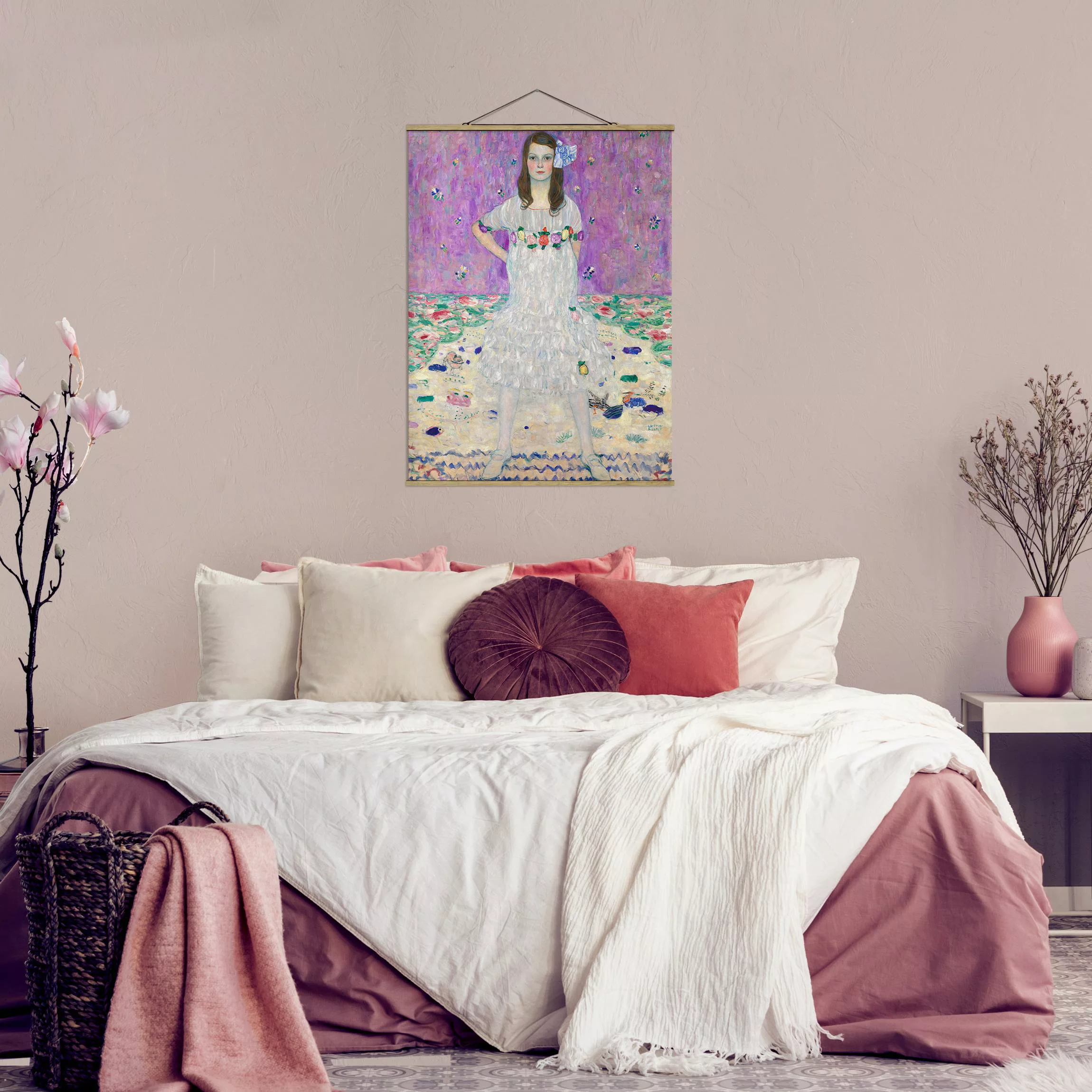 Stoffbild Kunstdruck mit Posterleisten - Hochformat Gustav Klimt - Mäda Pri günstig online kaufen