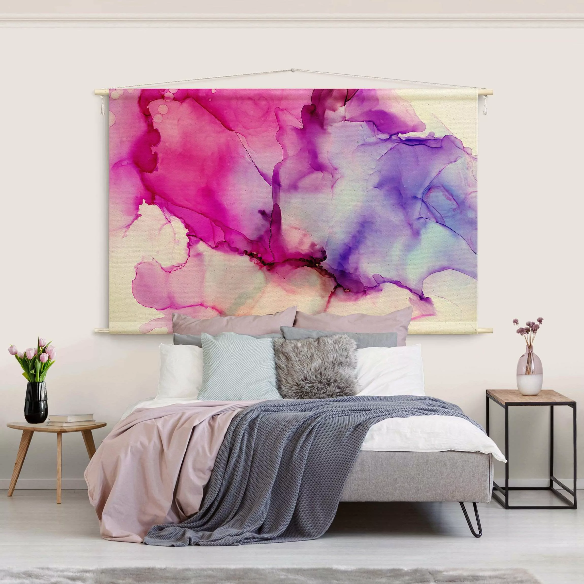 Wandteppich Farbkomposition in Pink und Lila günstig online kaufen