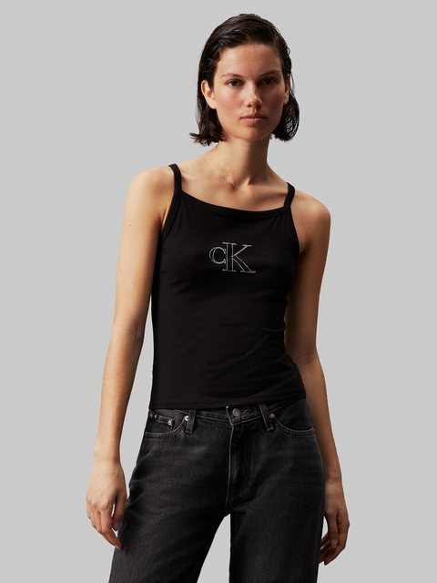 Calvin Klein Jeans Spaghettitop OUTLINED CK STRAPPY TANK mit Markenlabel günstig online kaufen