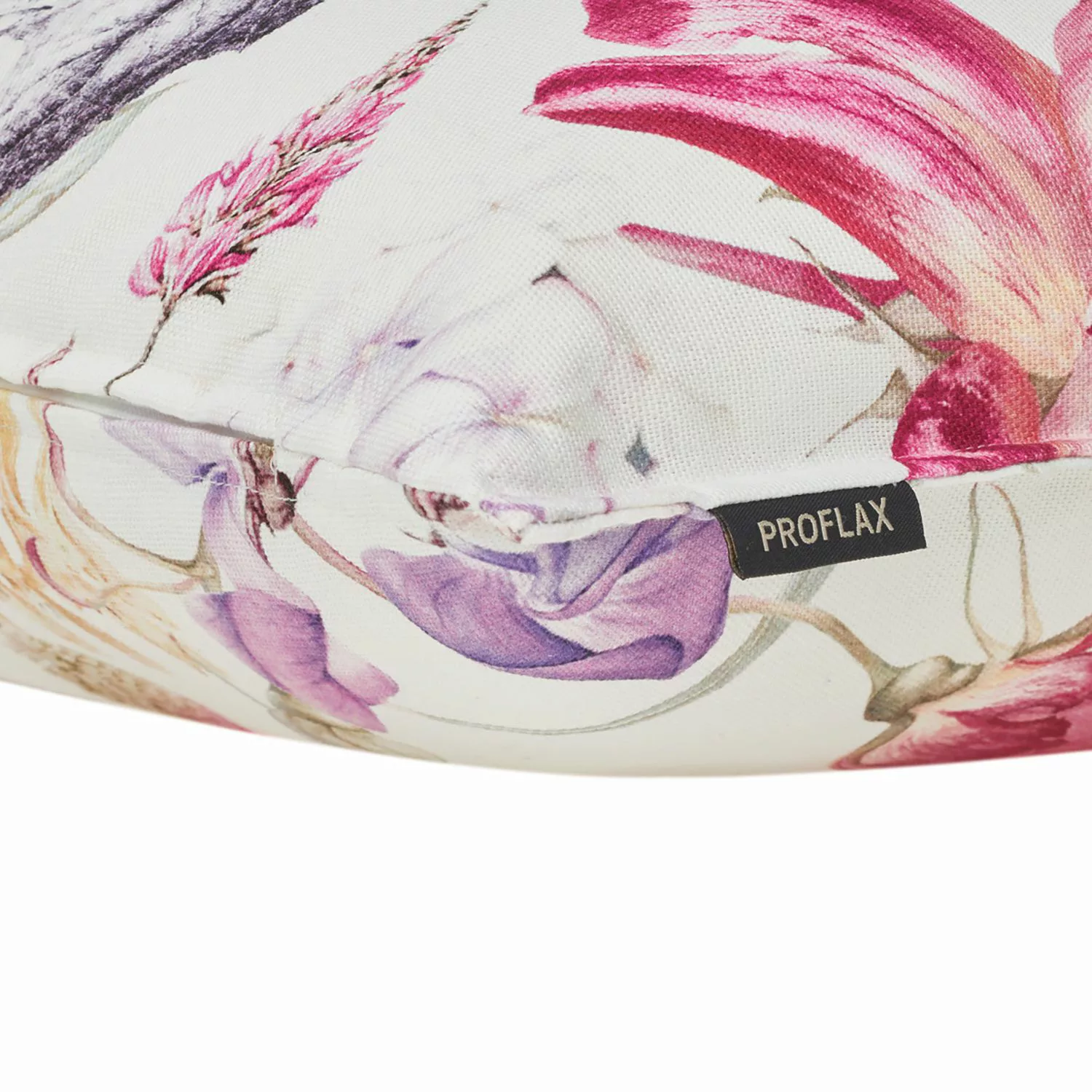 home24 Proflax Kissenbezug Flower Weiß/Pink/Lila 40x40 cm (BxH) Baumwollsto günstig online kaufen