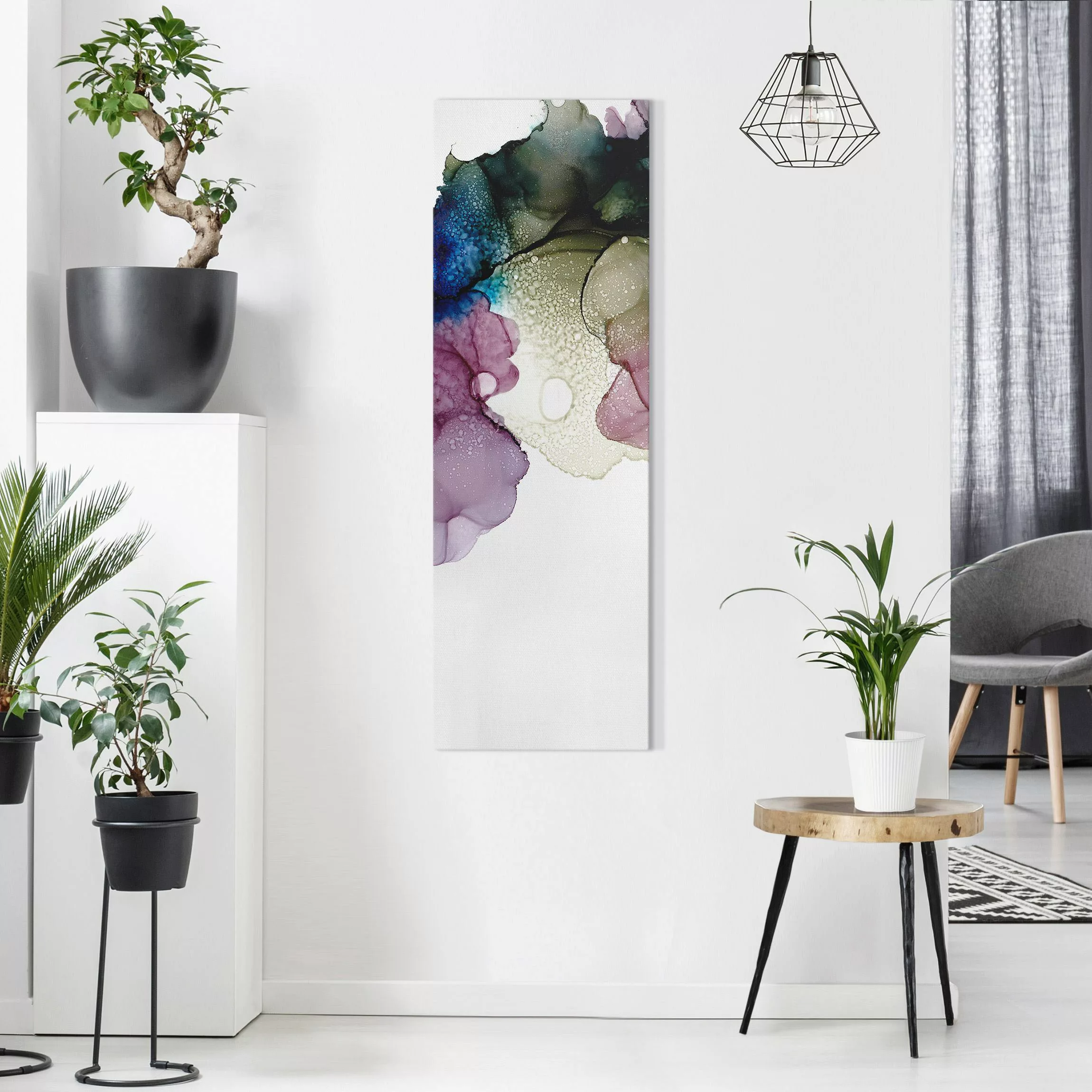 Leinwandbild Blumenbogen mit Gold günstig online kaufen