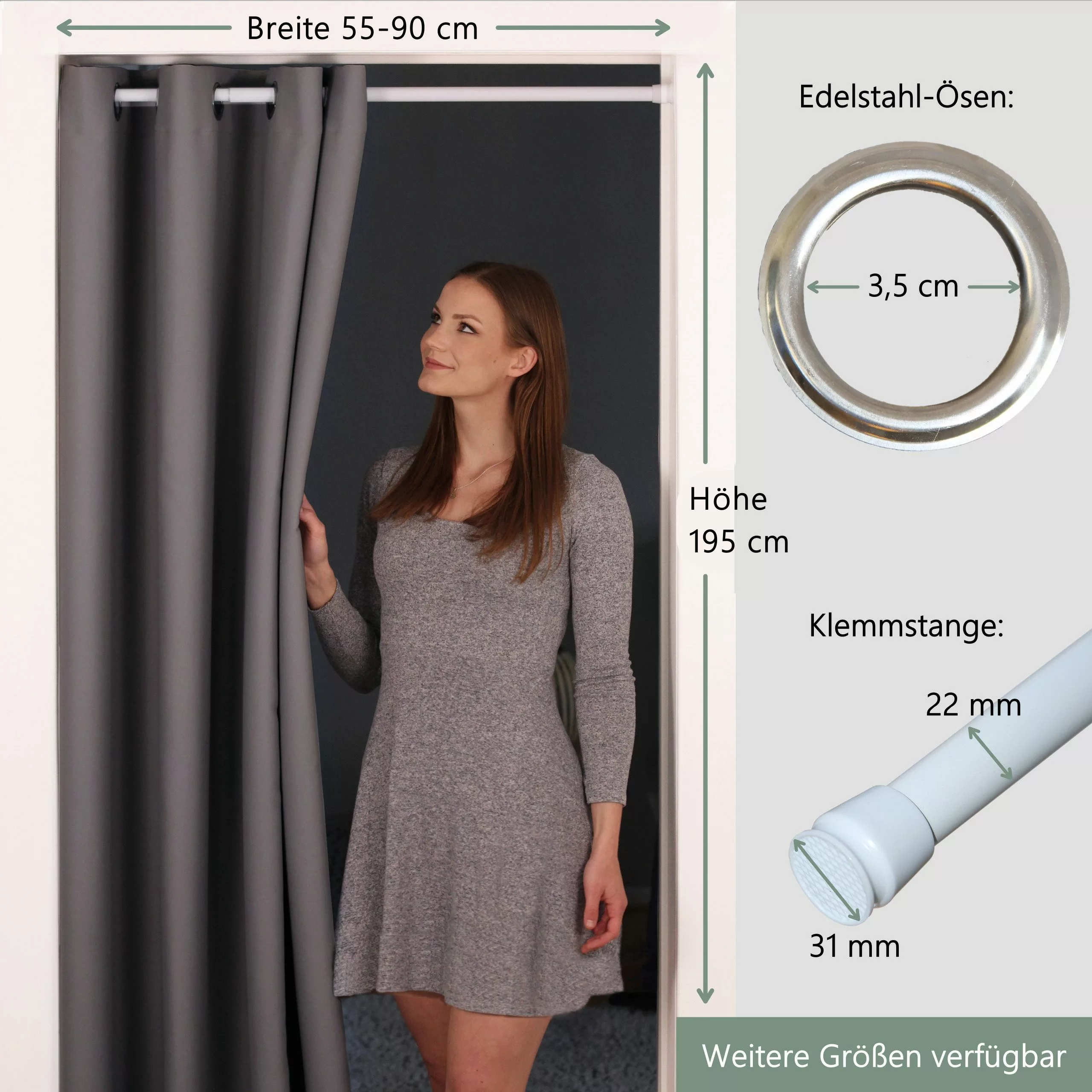 tinycurtains Türvorhang mit Stange weiß 55-90 günstig online kaufen