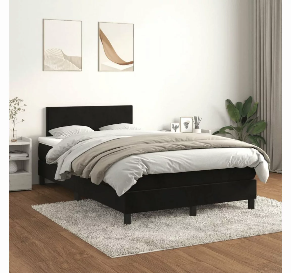 vidaXL Boxspringbett Boxspringbett mit Matratze Schwarz 120x200 cm Samt Bet günstig online kaufen