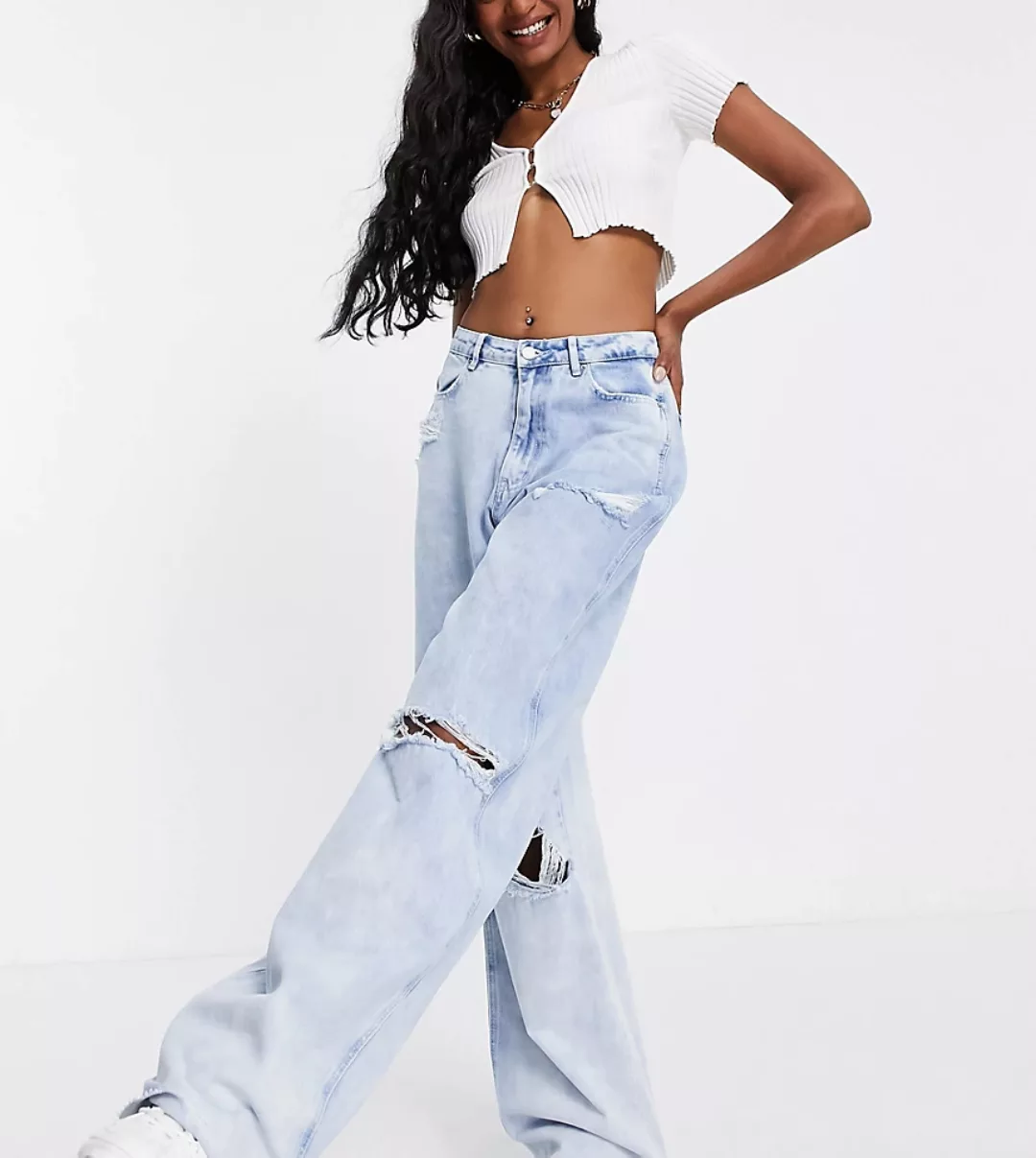 Missguided Tall – Dad-Jeans im 90er-Stil mit weitem Bein und Zierrissen am günstig online kaufen
