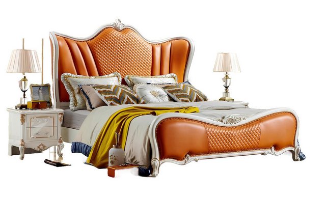 Xlmoebel Bett Luxuriöses Hotel-Doppelbett in Orange für das Schlafzimmer, M günstig online kaufen