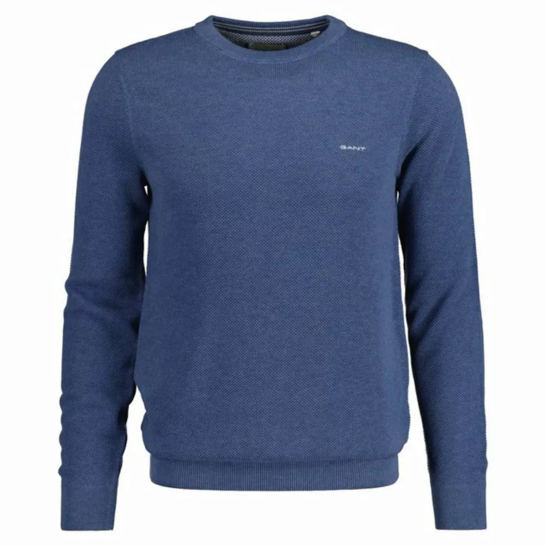 Gant Rundhalspullover COTTON PIQUE C-NECK mit Logostickerei auf der Brust günstig online kaufen