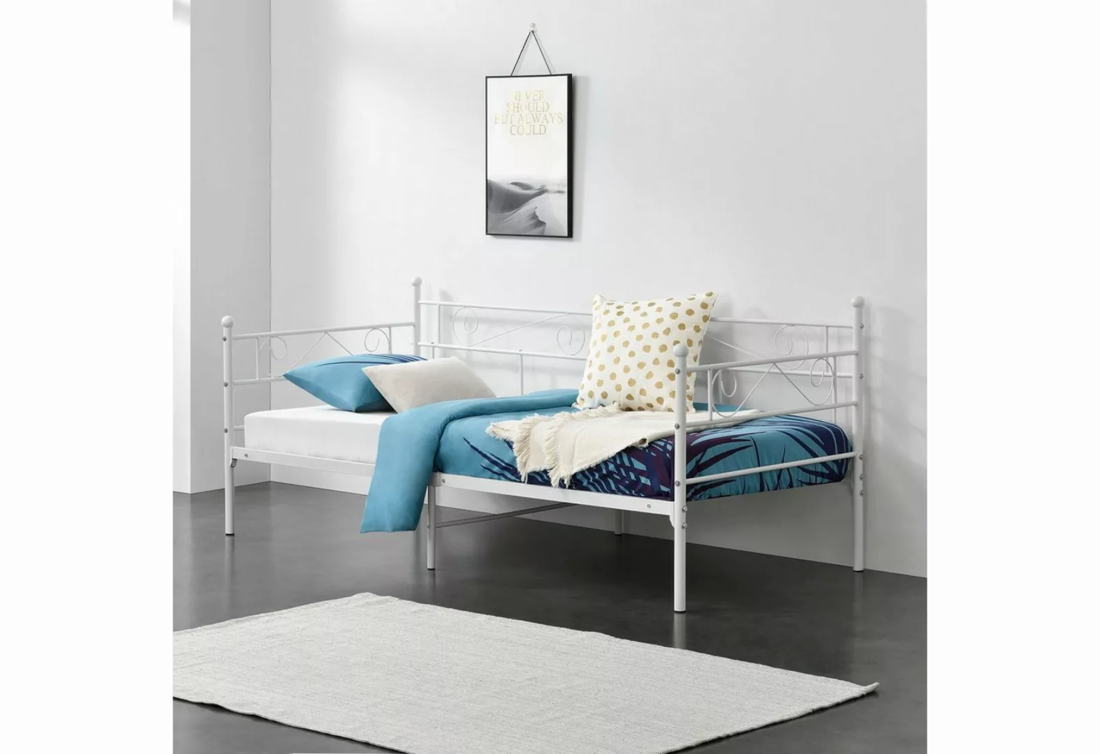 en.casa Metallbett, »Kerava« Bettsofa mit Lattenrost Tagesbett 90x200cm Sta günstig online kaufen