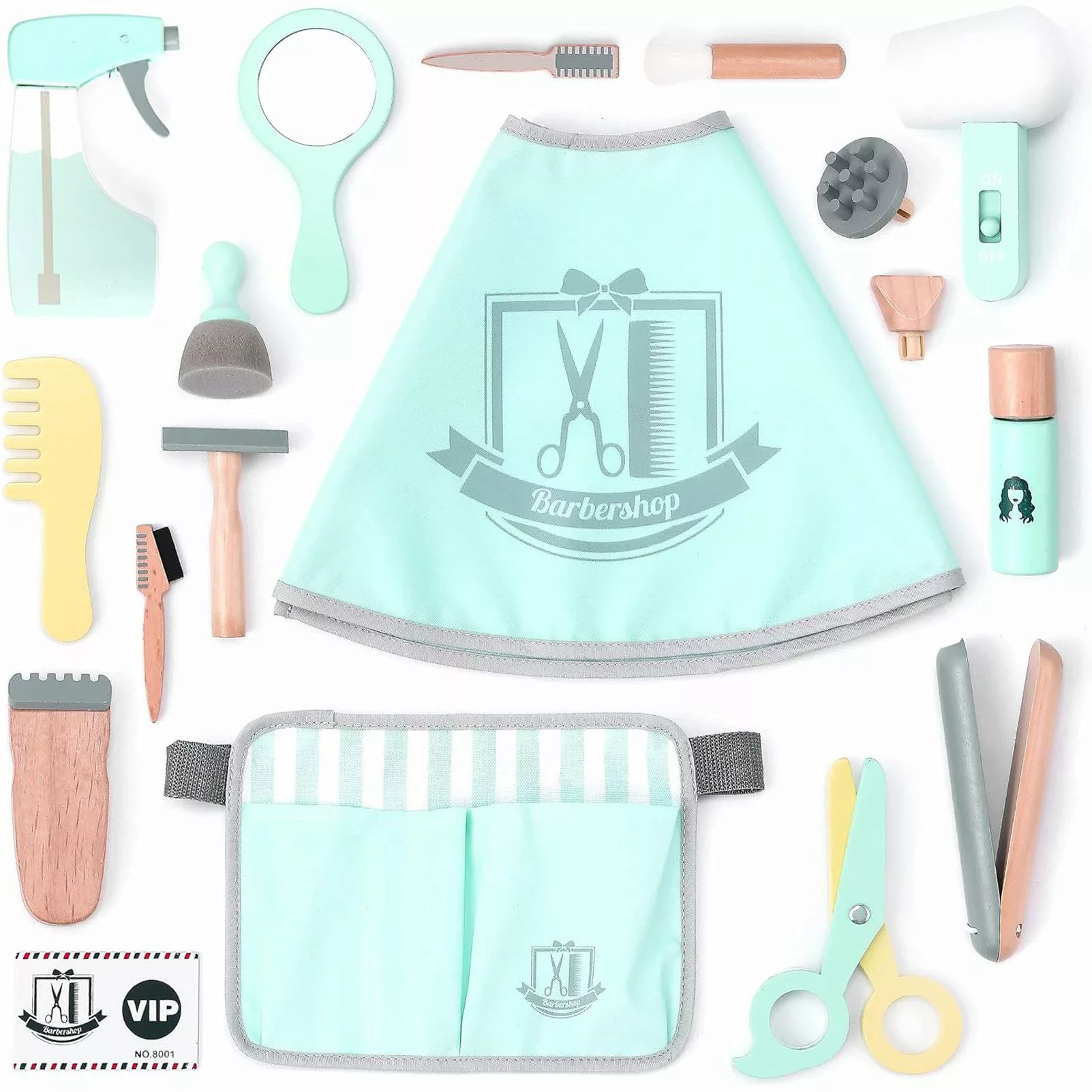 Esun Spielzeug-Frisierkoffer Kinder Holz Friseur Spielset günstig online kaufen
