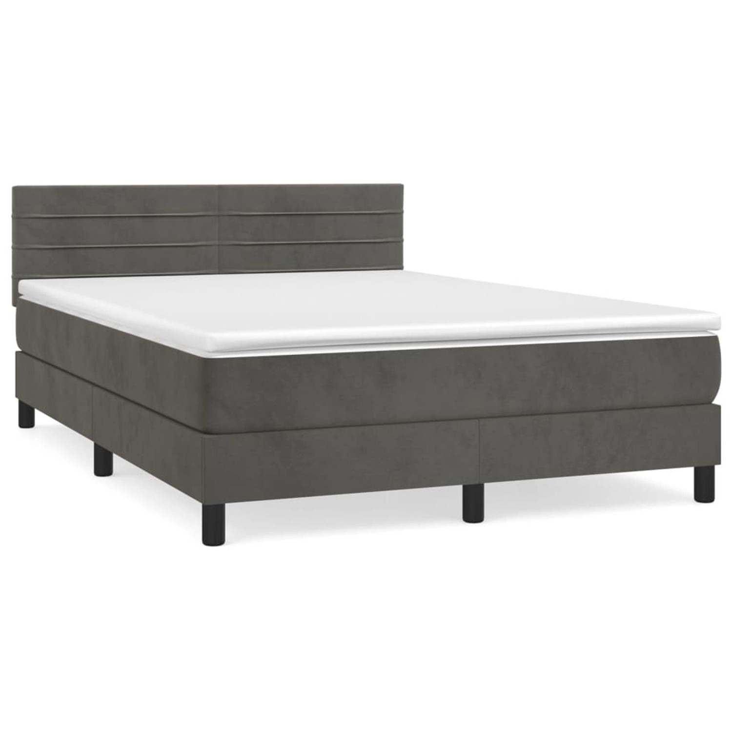 vidaXL Boxspringbett Boxspringbett mit Matratze Dunkelgrau 140x200 cm Samt günstig online kaufen