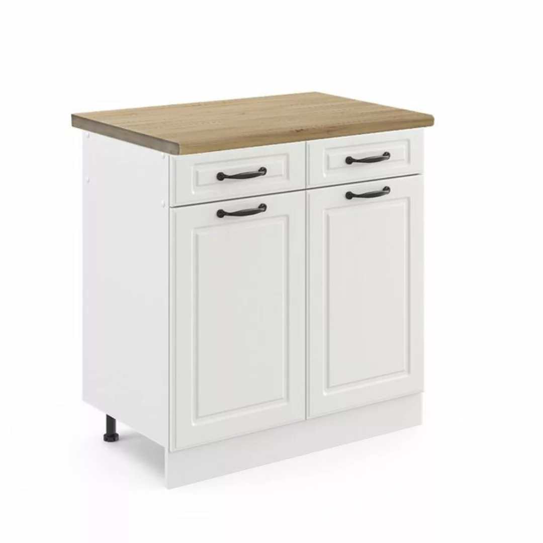 Vicco Unterschrank R-Line, Weiß Landhaus/Weiß, 80 cm, AP Anthrazit günstig online kaufen