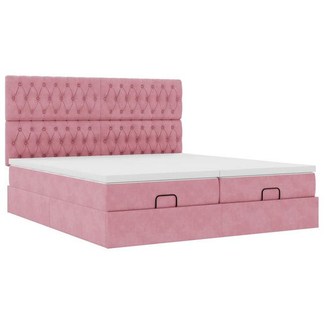 vidaXL Bett Ottoman-Bett mit Matratzen & LEDs Rosa 160x200 cm Samt günstig online kaufen