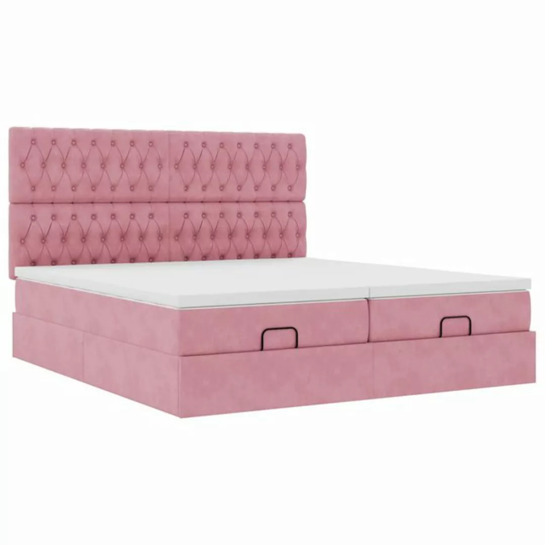 vidaXL Bett, Ottoman-Bett mit Matratzen & LEDs Rosa 160x200 cm Samt günstig online kaufen