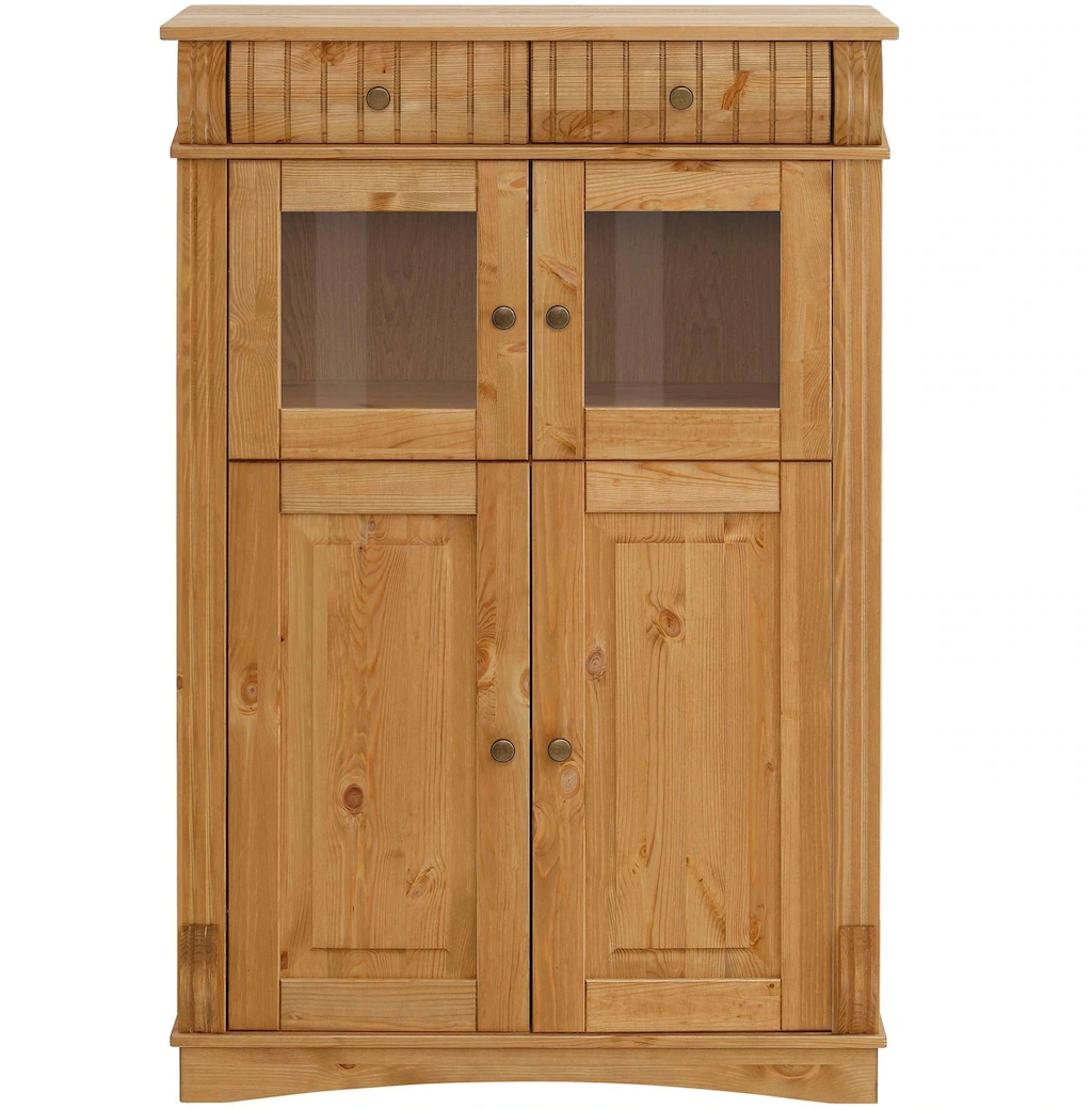Home affaire Highboard "Teresa Mini-Vitrine mit Glastüren und 2 Schubkästen günstig online kaufen