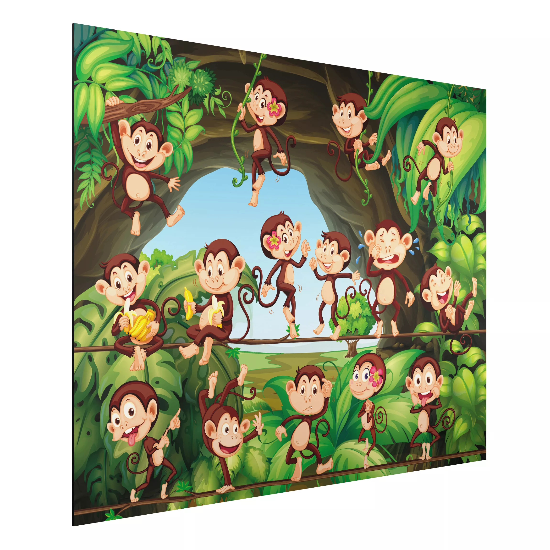 Alu-Dibond Bild Kinderzimmer - Querformat 4:3 Dschungelaffen günstig online kaufen