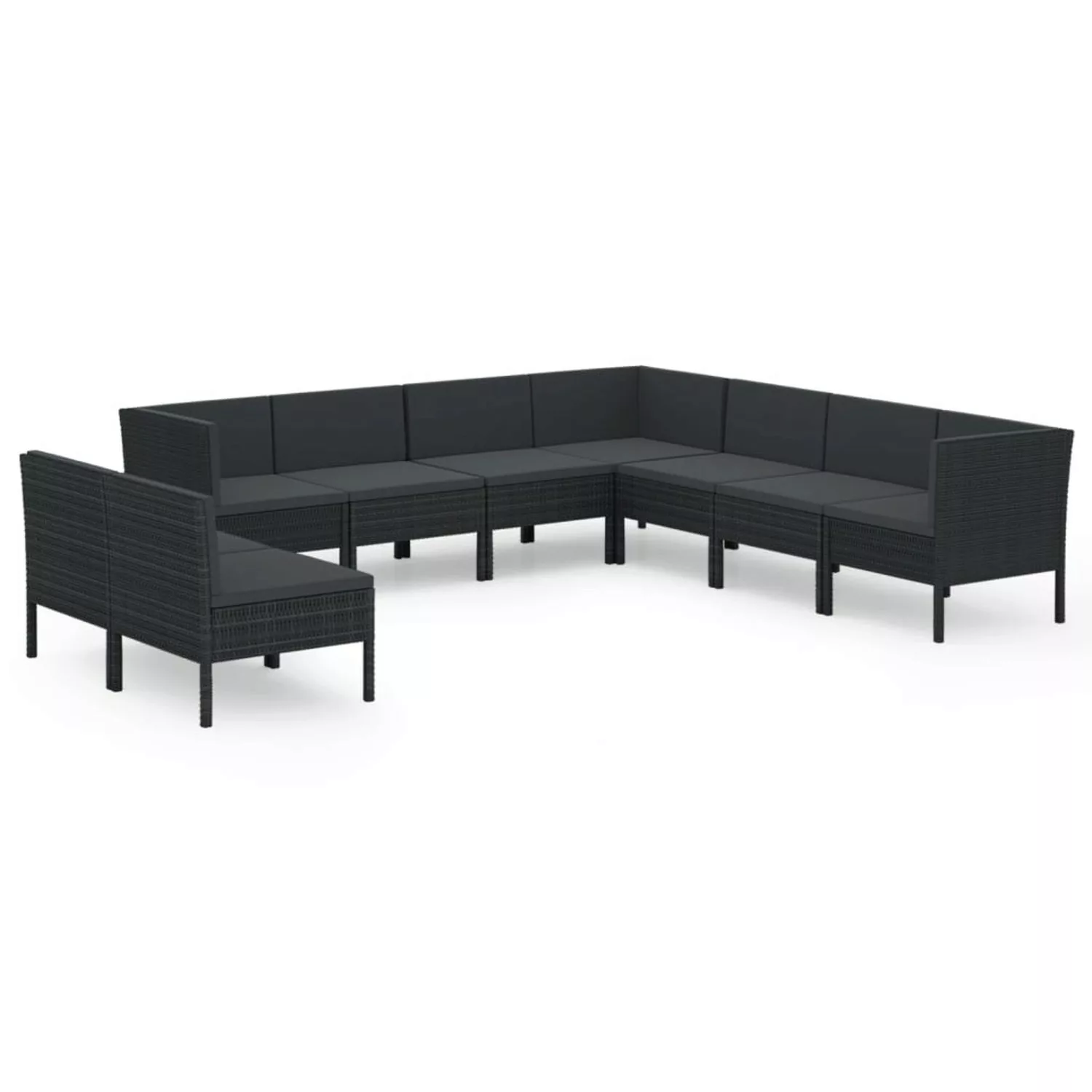 9-tlg. Garten-lounge-set Mit Auflagen Poly Rattan Schwarz günstig online kaufen