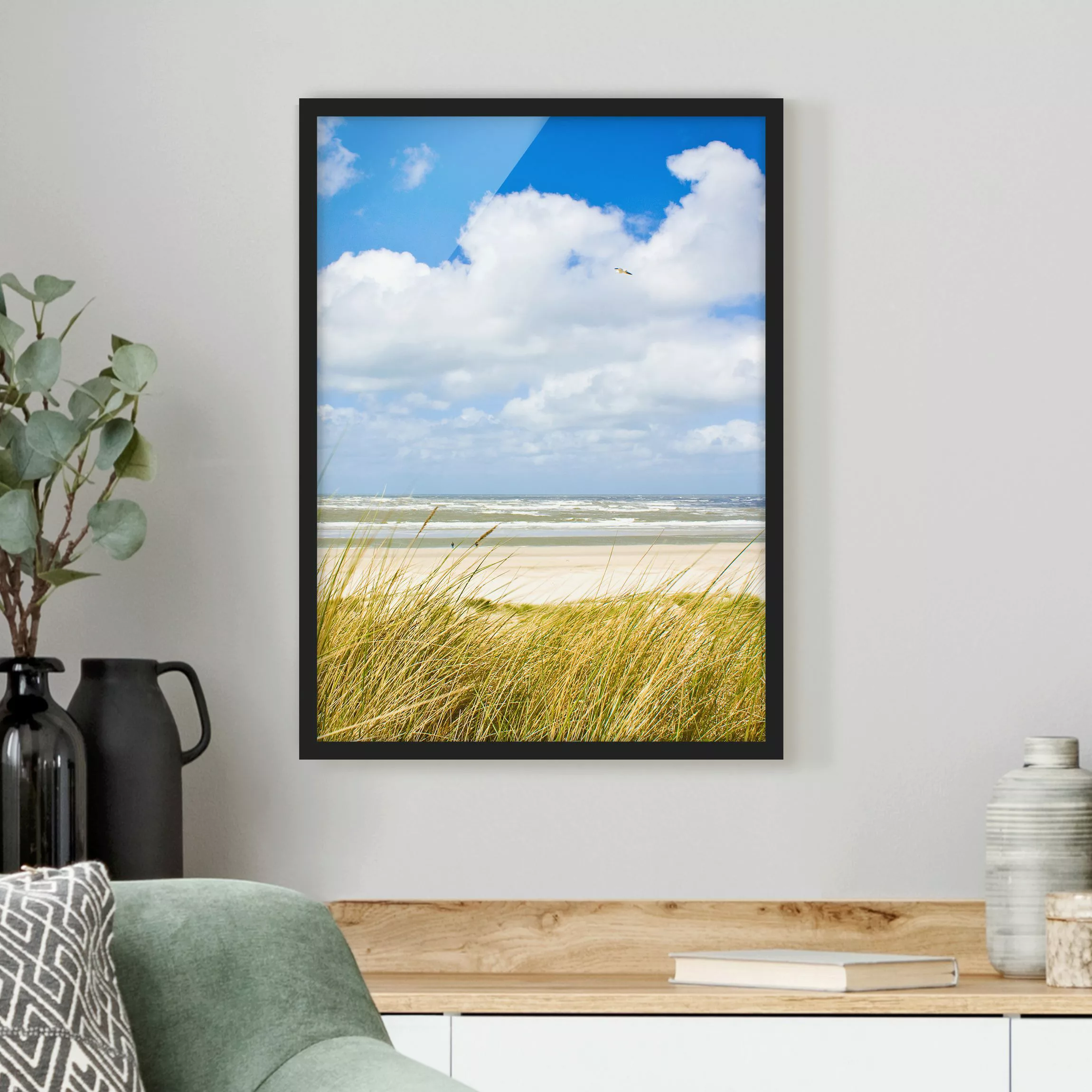 Bild mit Rahmen Strand - Hochformat An der Nordseeküste günstig online kaufen