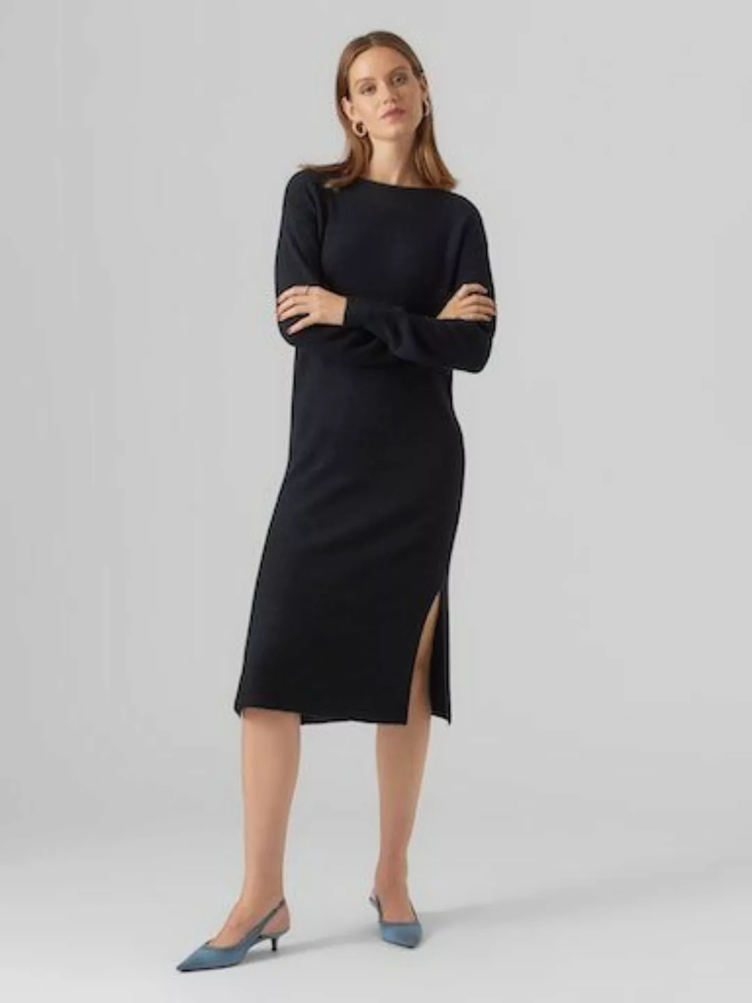 Vero Moda Strickkleid "VMLEFILE LS BOATNECK CALF DRESS NOOS" günstig online kaufen