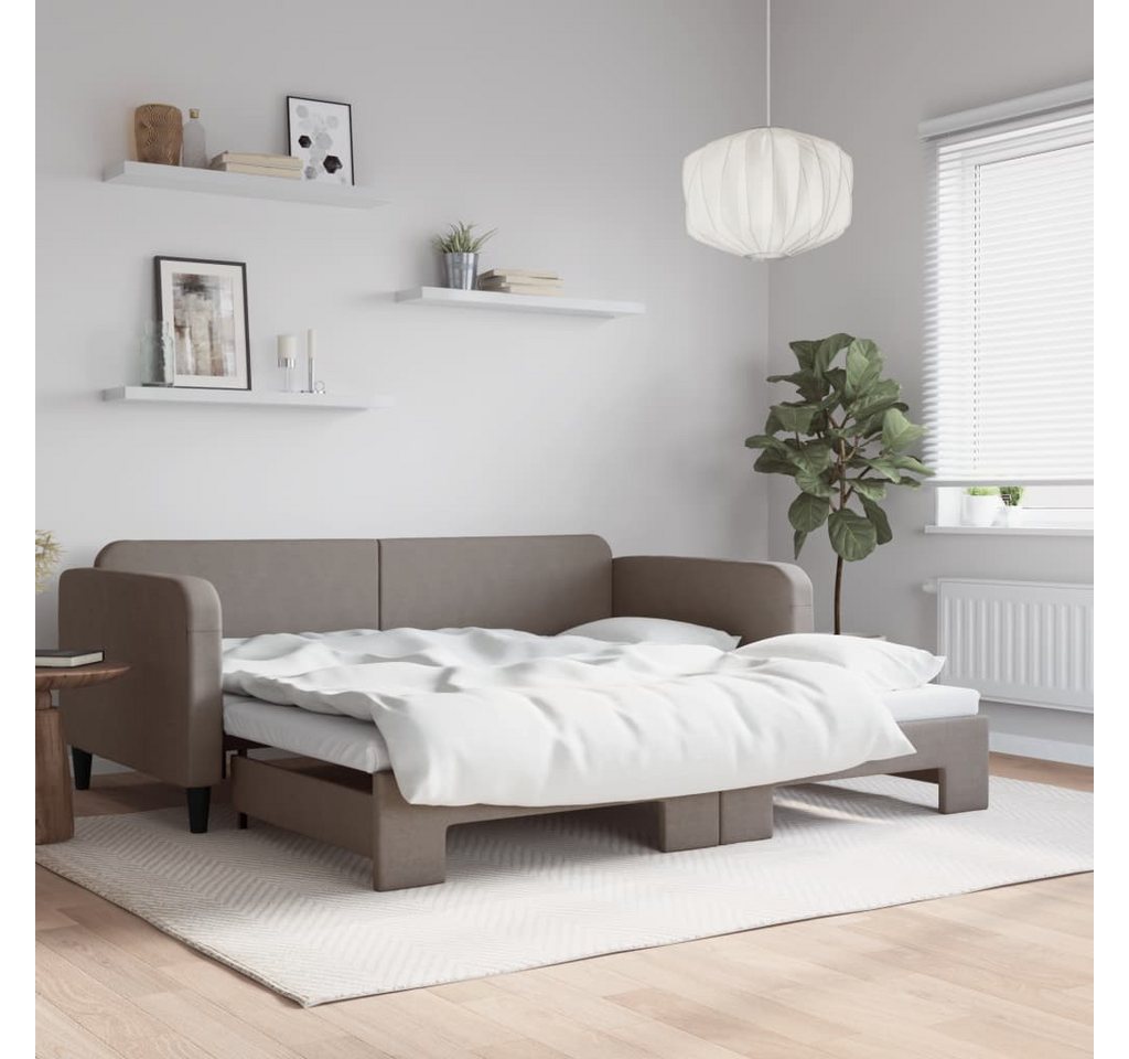 vidaXL Gästebett Gästebett Tagesbett Ausziehbar Taupe 100x200 cm Stoff Bett günstig online kaufen