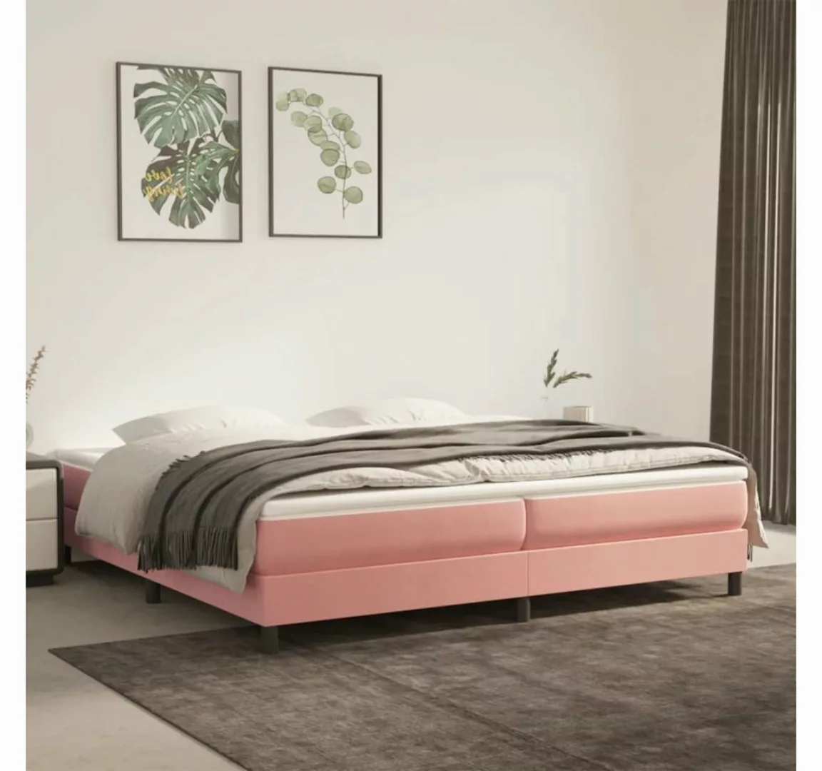 furnicato Bett Boxspringbett mit Matratze Rosa 200x200 cm Samt günstig online kaufen