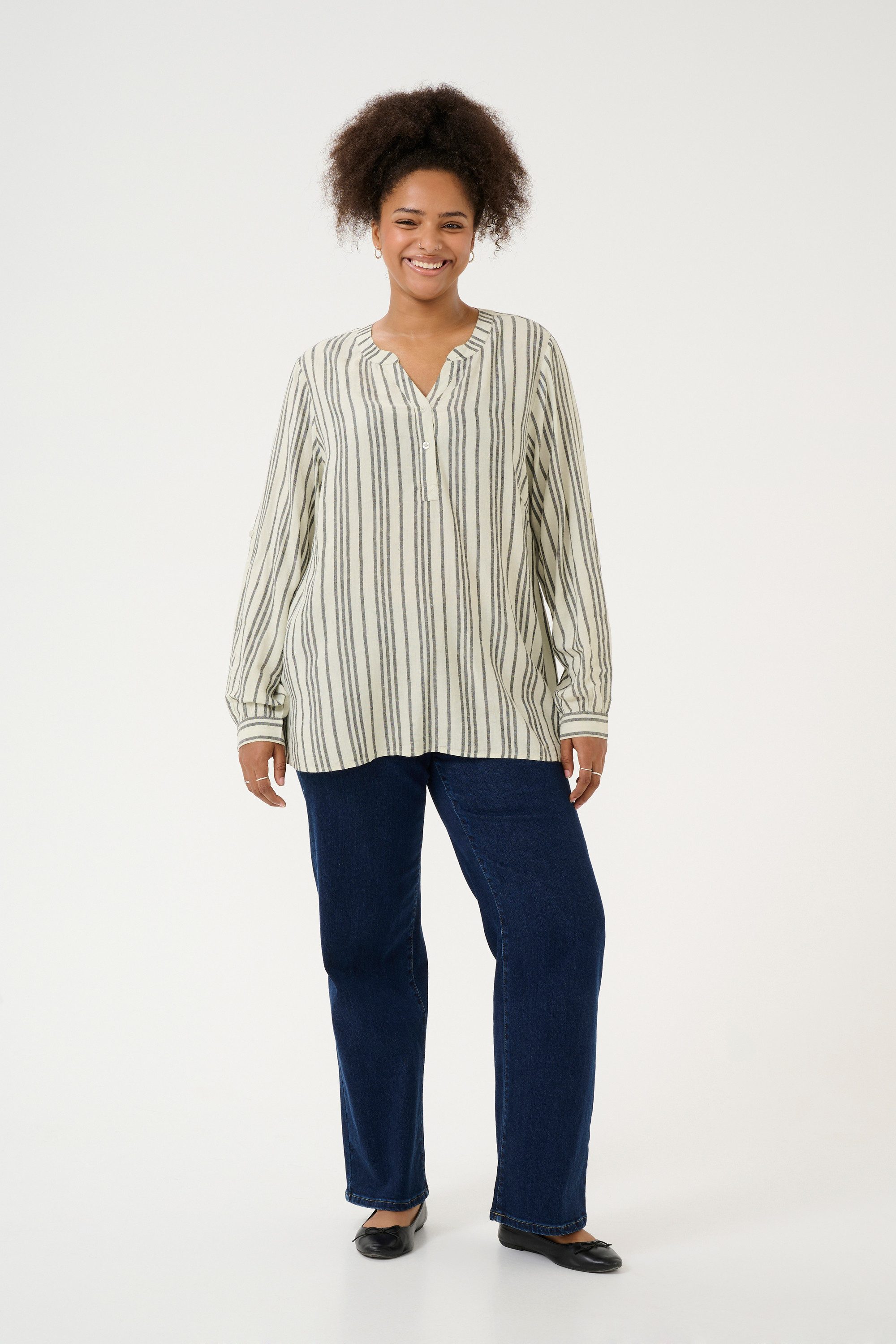 KAFFE Curve Langarmbluse Langarm-Bluse KCmille Große günstig online kaufen