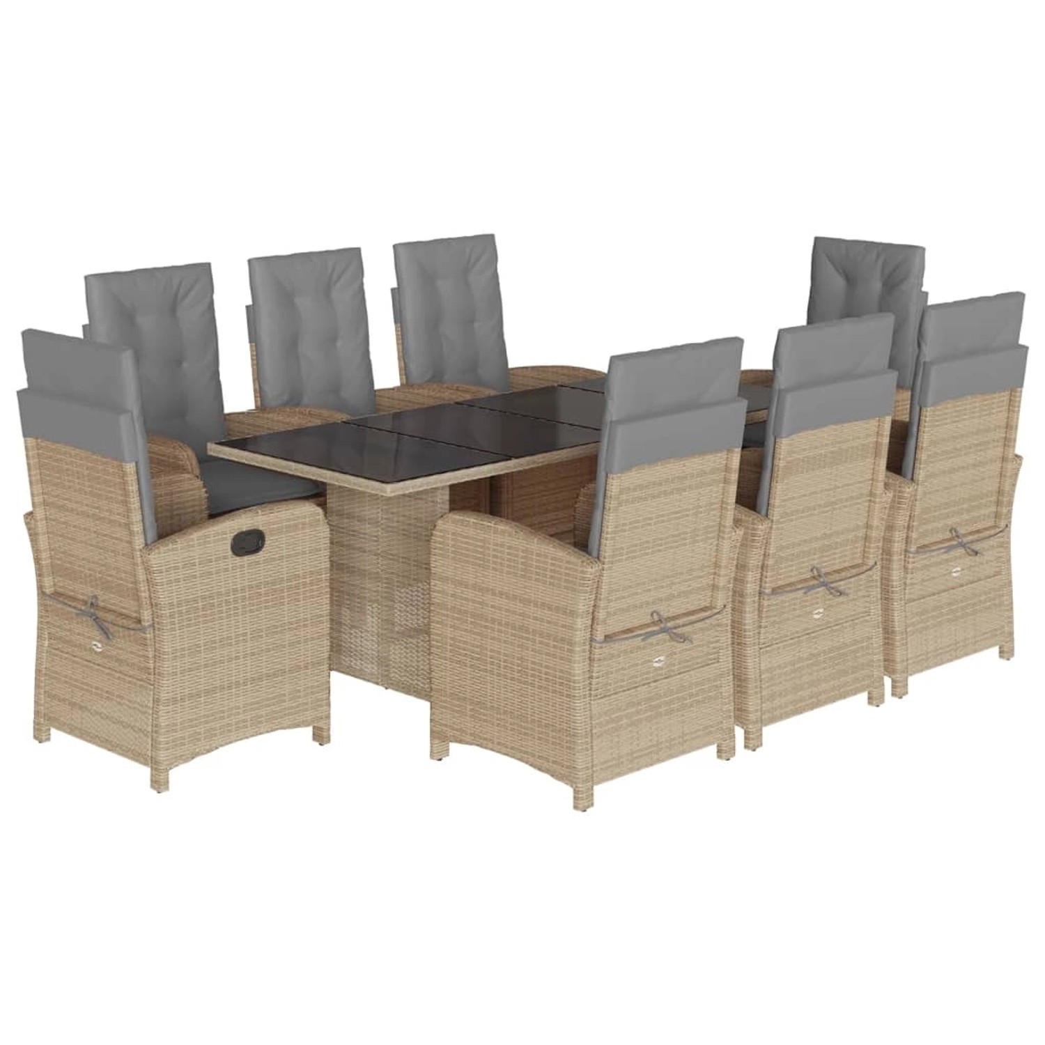 vidaXL 9-Tlg Garten-Essgruppe mit Kissen Beigemischung Poly Rattan 3212265 günstig online kaufen