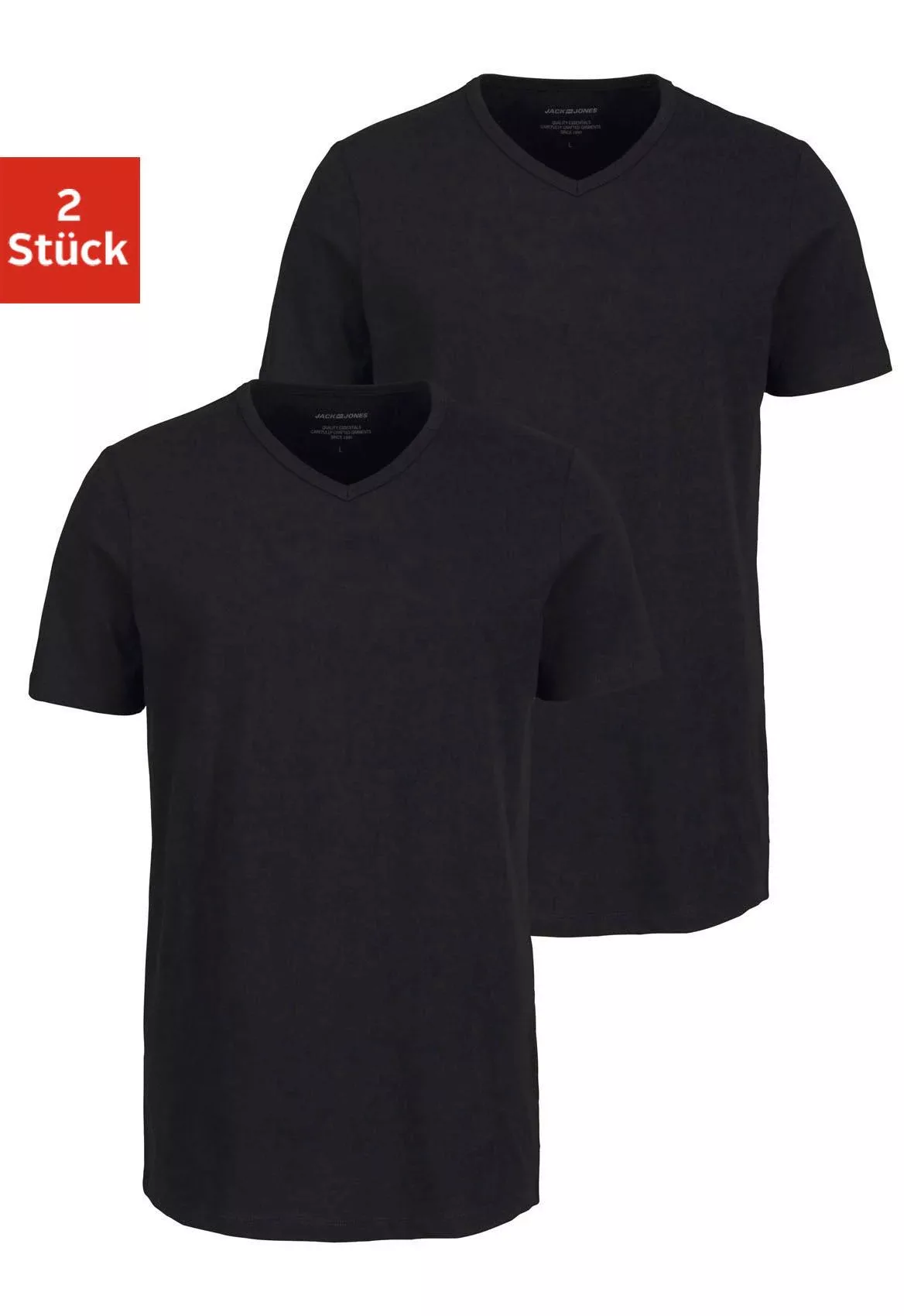 Jack & Jones Herren V-Neck T-Shirt JACBASIC 2er PACK - Regular Fit günstig online kaufen