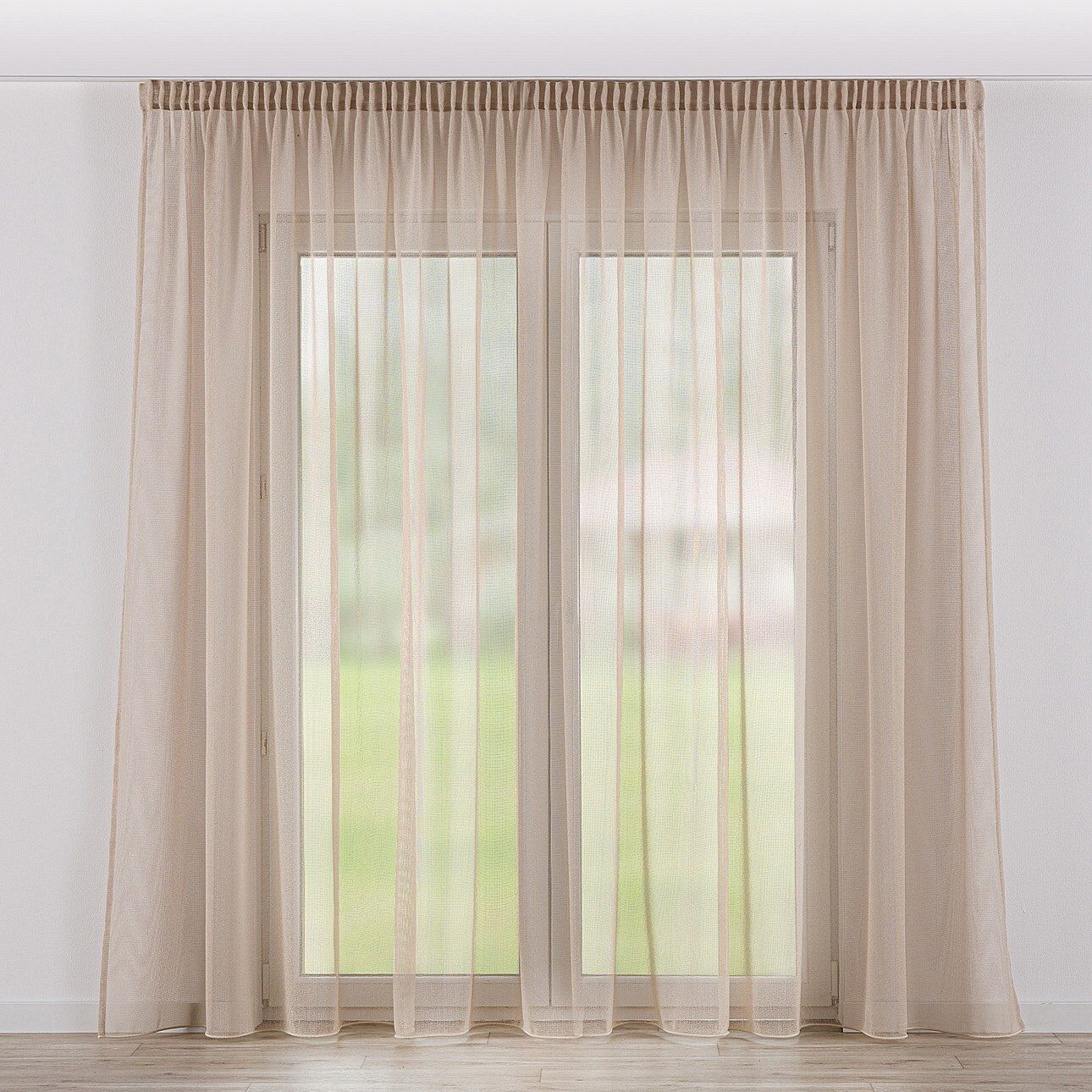 Gardine mit Kräuselband, beige, Voile (185-92) günstig online kaufen