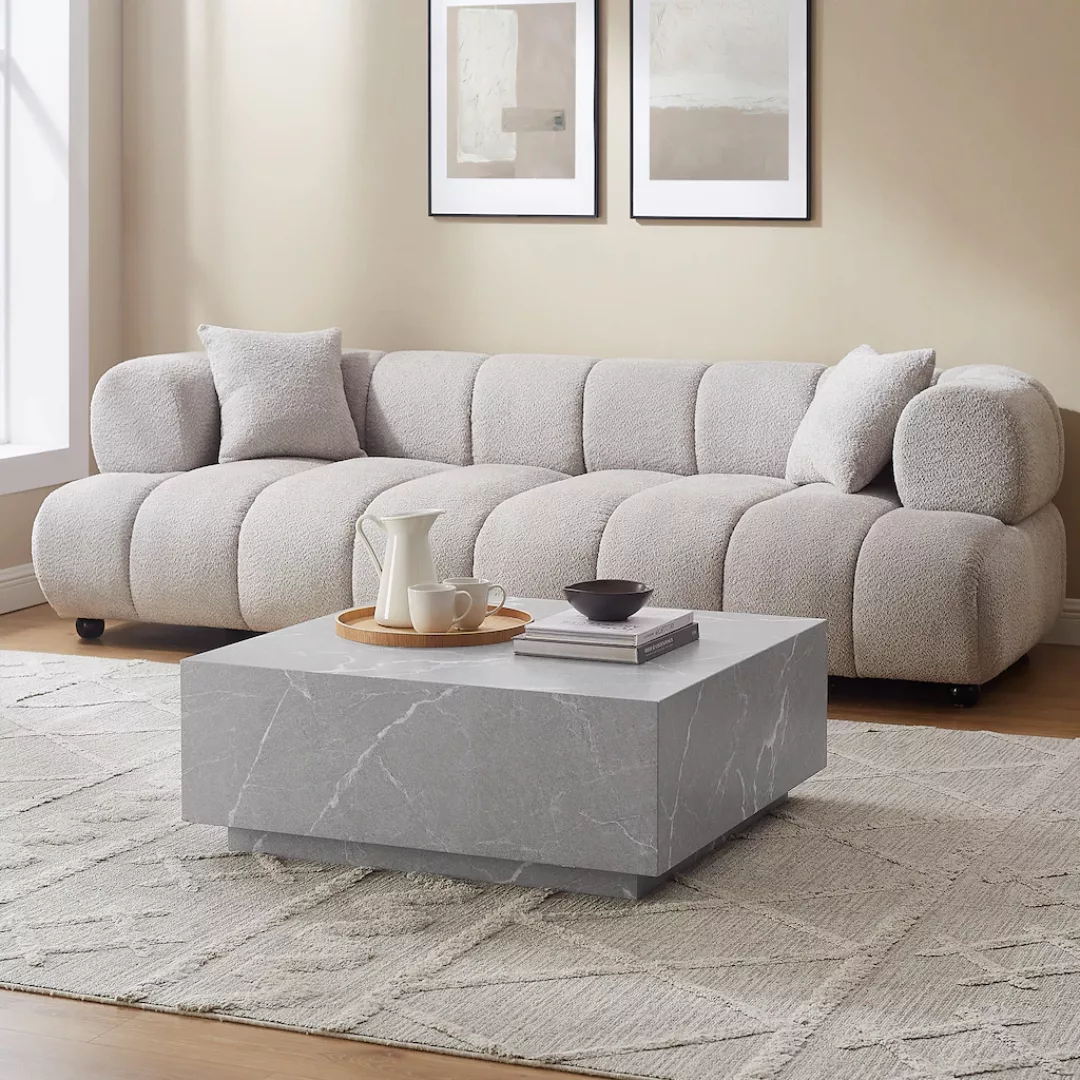 SalesFever Couchtisch, in Travertin- oder Marmoroptik, Breite/Tiefe 90x90 c günstig online kaufen