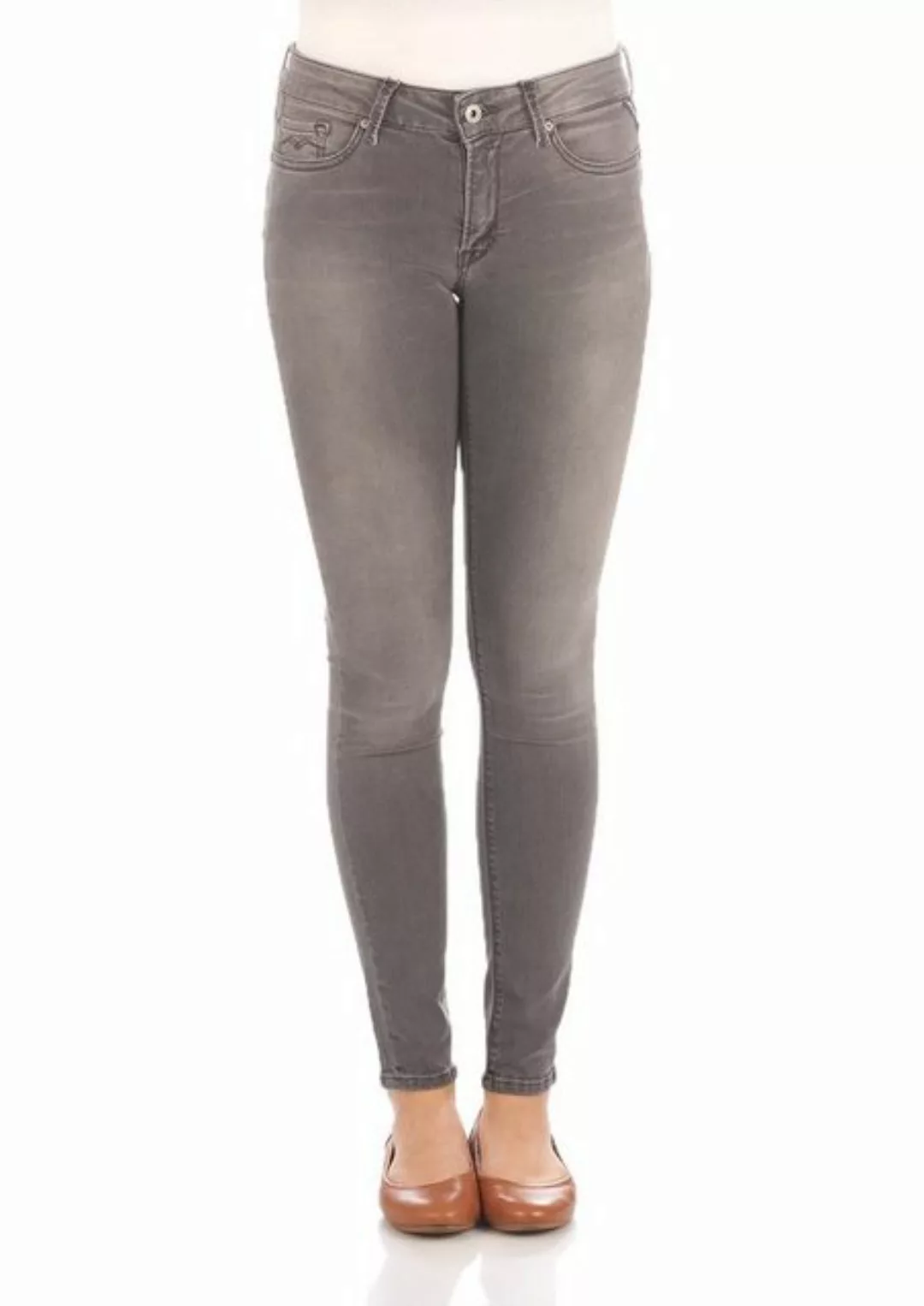 Replay Damen Jeans New Luz - Skinny Fit - Grau - Dark Grey Denim günstig online kaufen