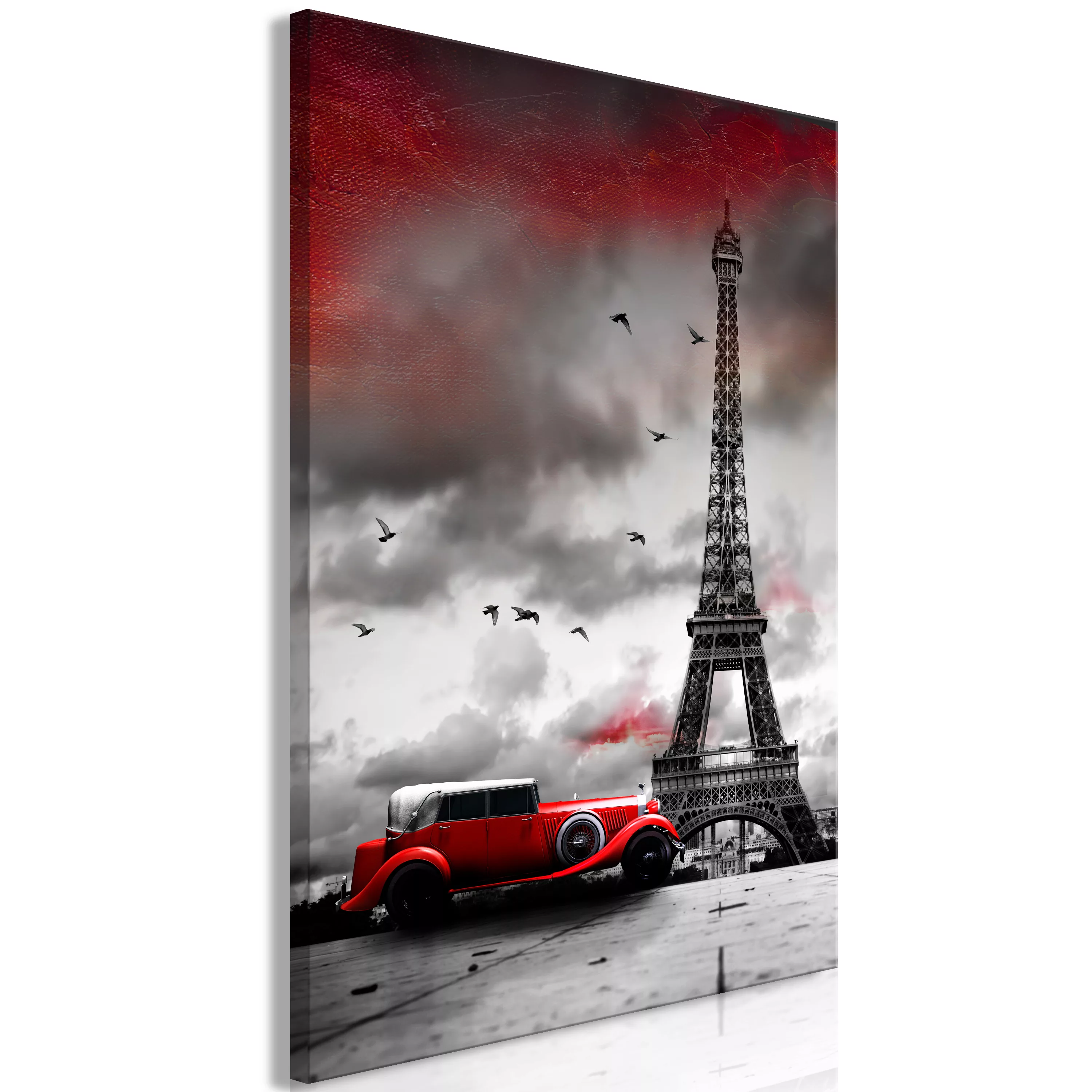 Wandbild - Red Car In Paris (1 Part) Vertical günstig online kaufen