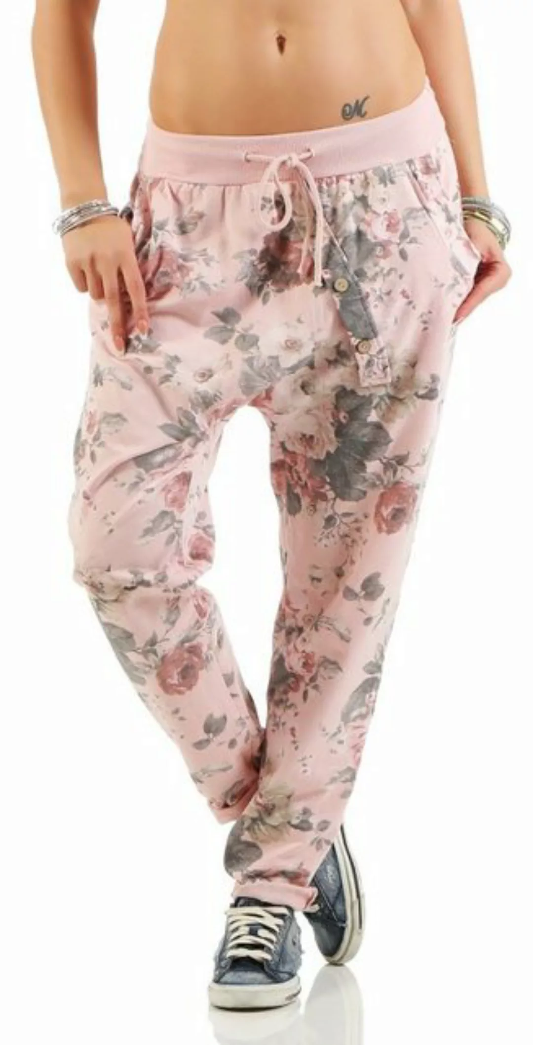 Mississhop Boyfriend-Hose Damen Hose Sweatpants Jogginghose Blumen M.130 günstig online kaufen