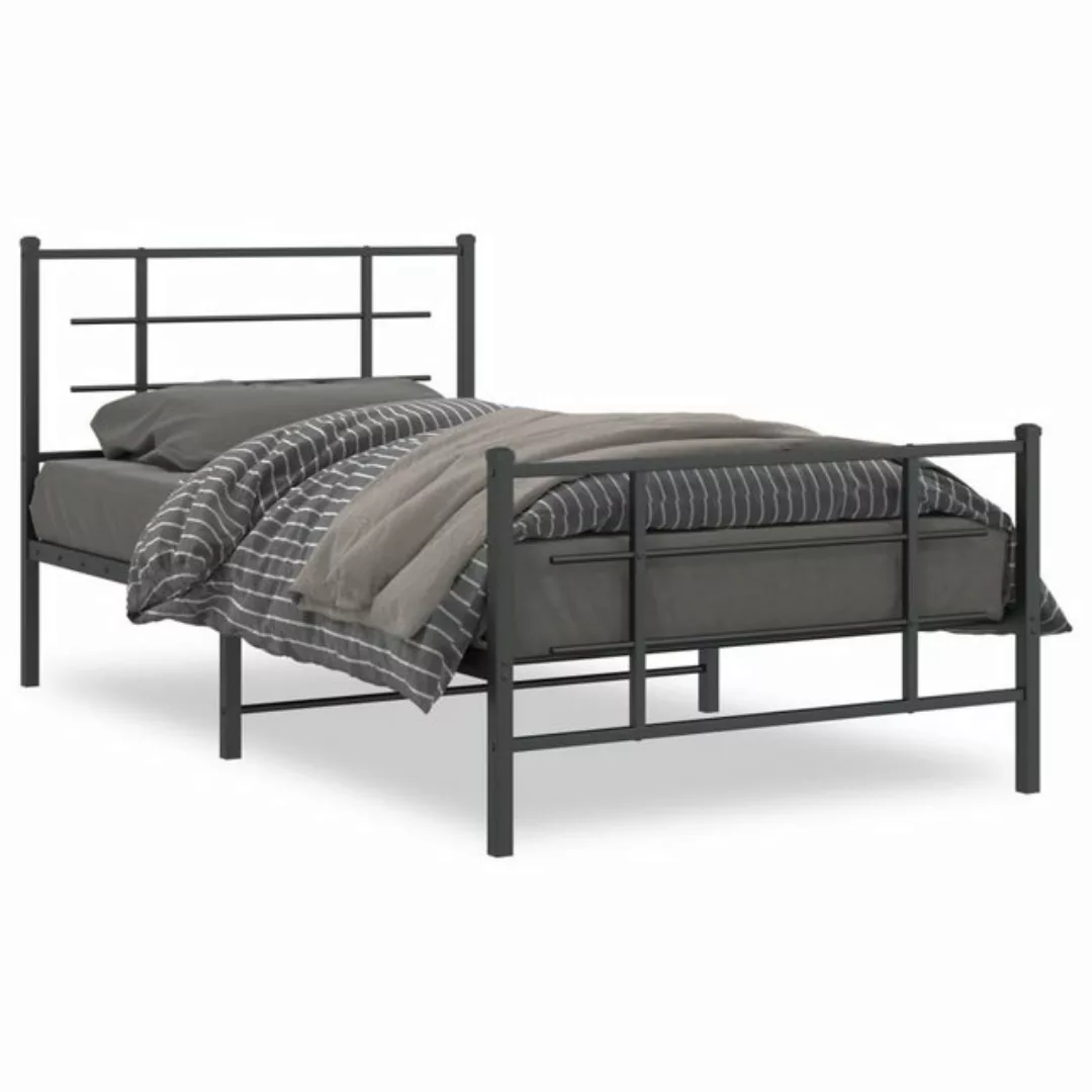 furnicato Bettgestell mit Kopf- und Fußteil Metall Schwarz 100x190 cm (1-tl günstig online kaufen