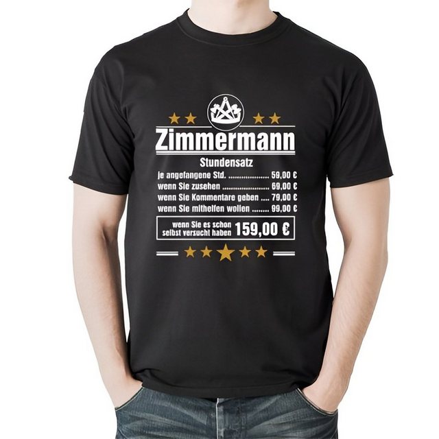 Lasernauten Print-Shirt T-Shirt Stundensatz Zimmermann Zunftsymbol Shirt S günstig online kaufen