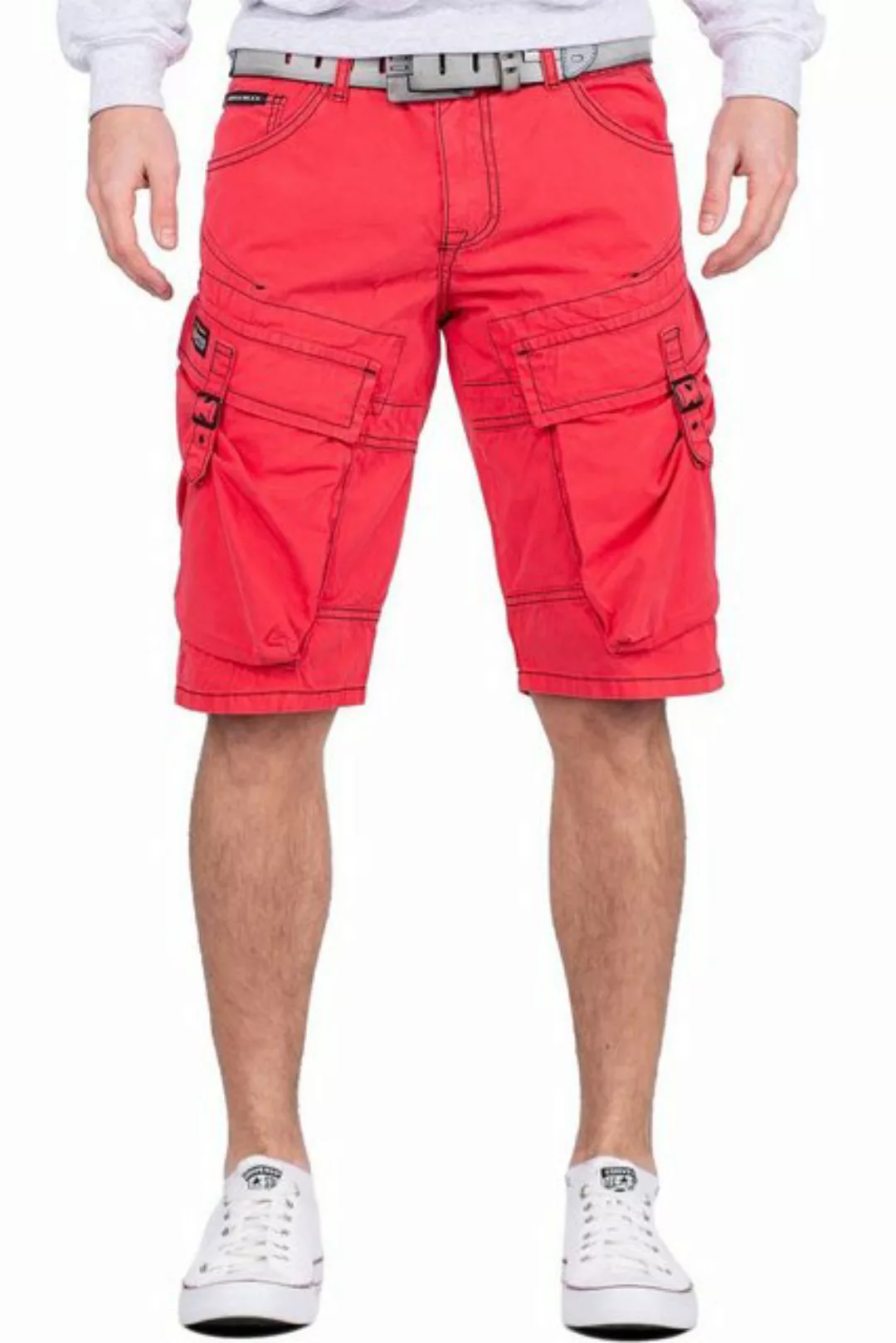 Cipo & Baxx Jeansshorts Kurze Hose BA-CK229 Rot W36 Cargo Style mit Seitent günstig online kaufen