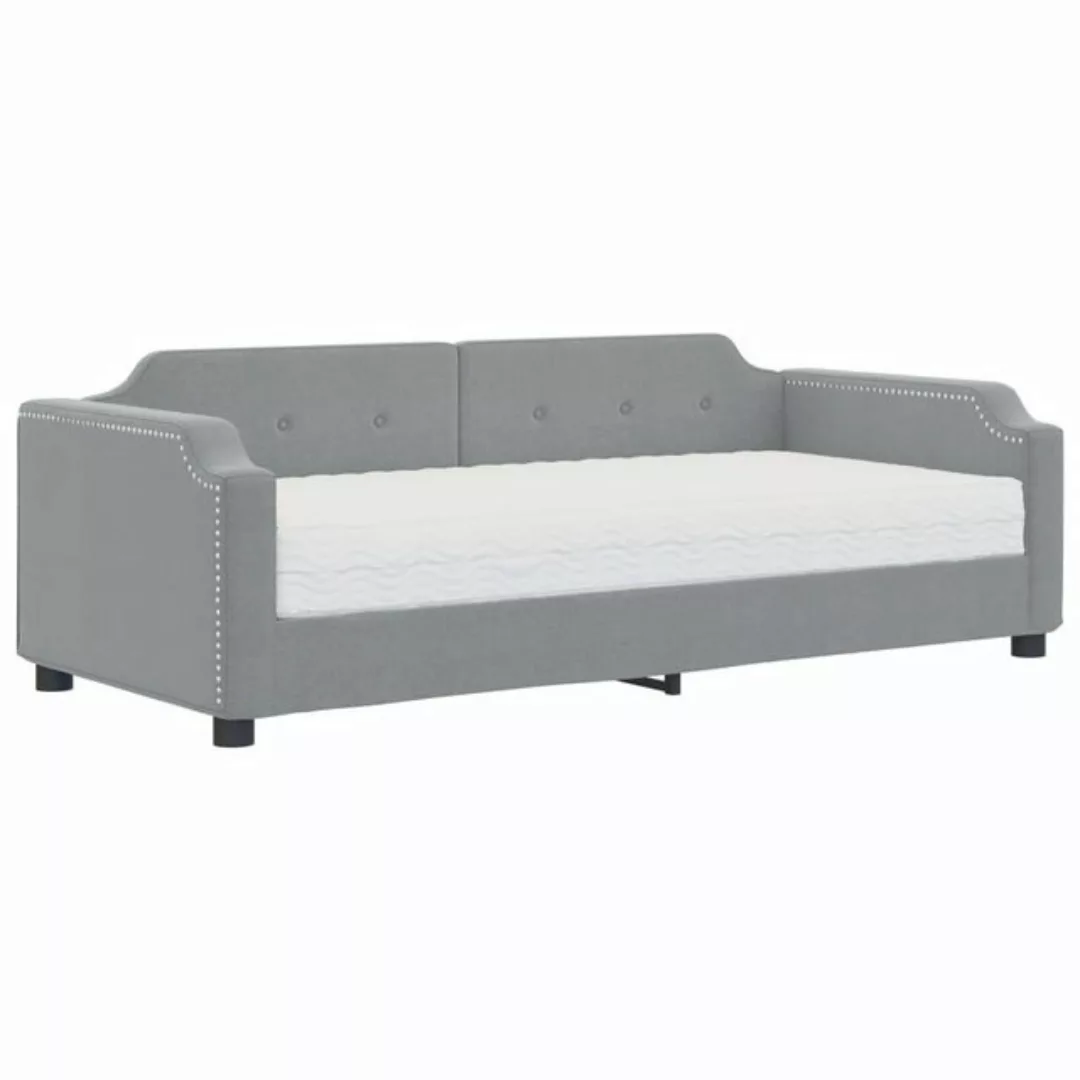 furnicato Bett Tagesbett mit Matratze Hellgrau 90x200 cm Stoff (1-tlg) günstig online kaufen