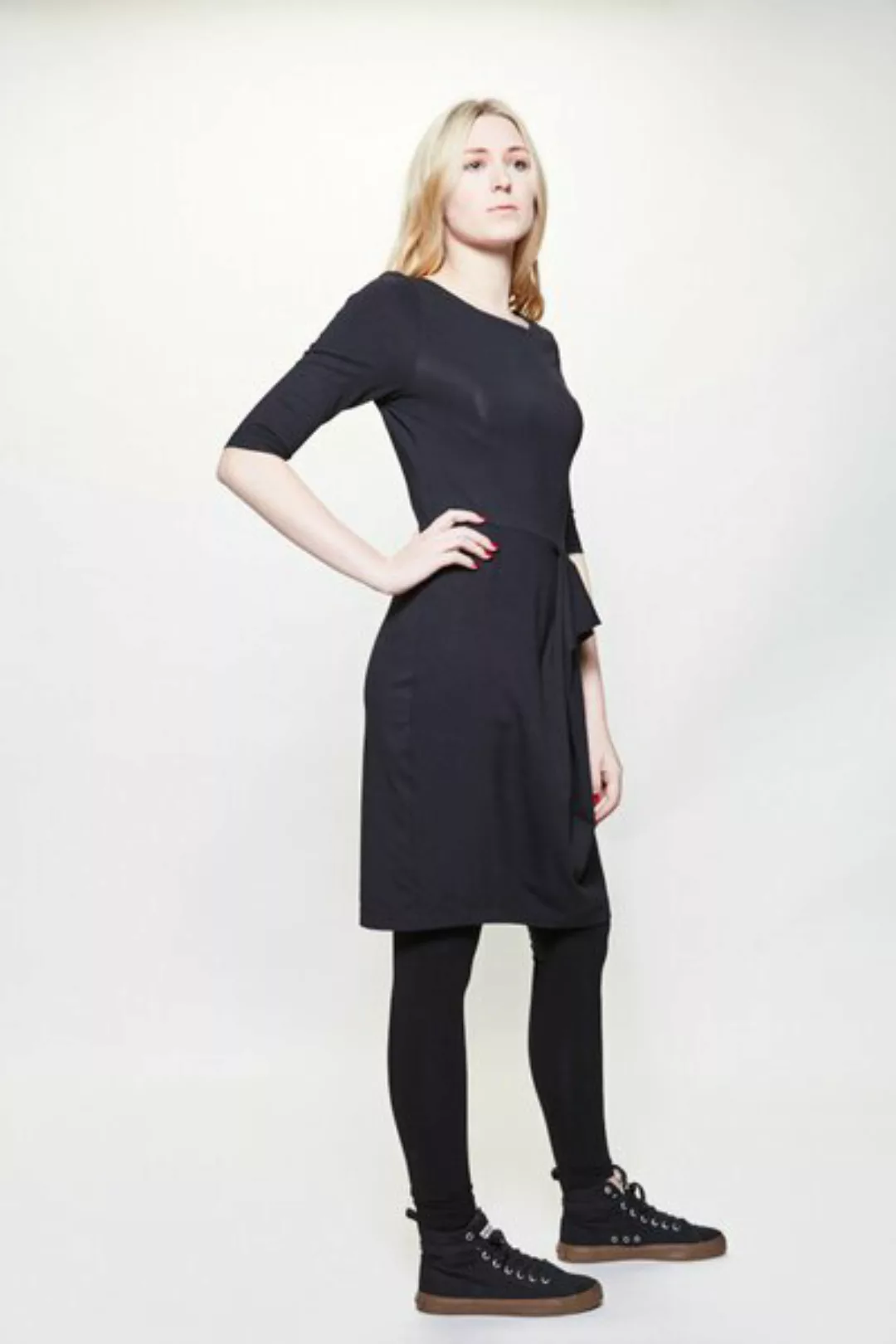 Kleid Drapiert Jersey Schwarz günstig online kaufen