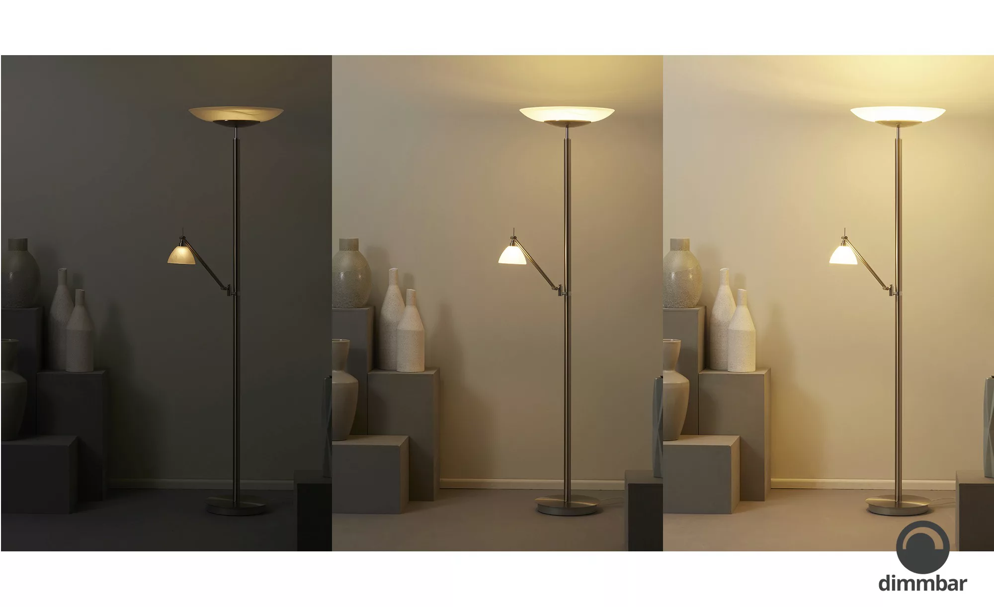 LED-Stehleuchte Findus, 2-flammig, nickel günstig online kaufen
