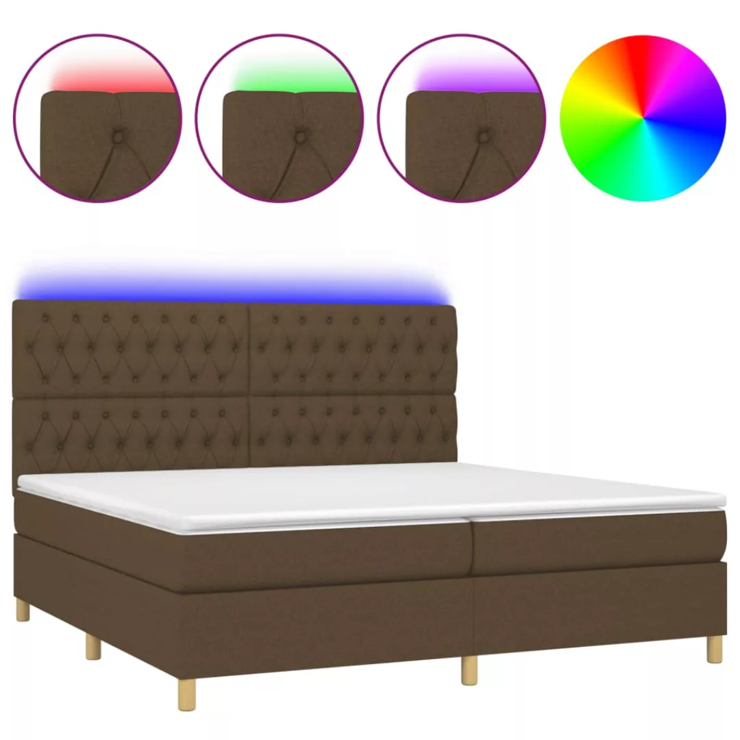 Vidaxl Boxspringbett Mit Matratze & Led Dunkelbraun 200x200 Cm Stoff günstig online kaufen