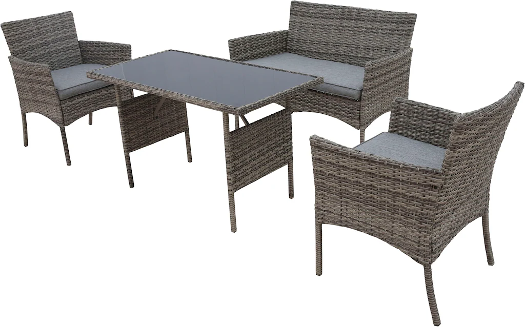 KONIFERA Gartenlounge-Set "Balkonset "Ronda"", (Set, 7 tlg., 1x2er Sofa, 2 günstig online kaufen