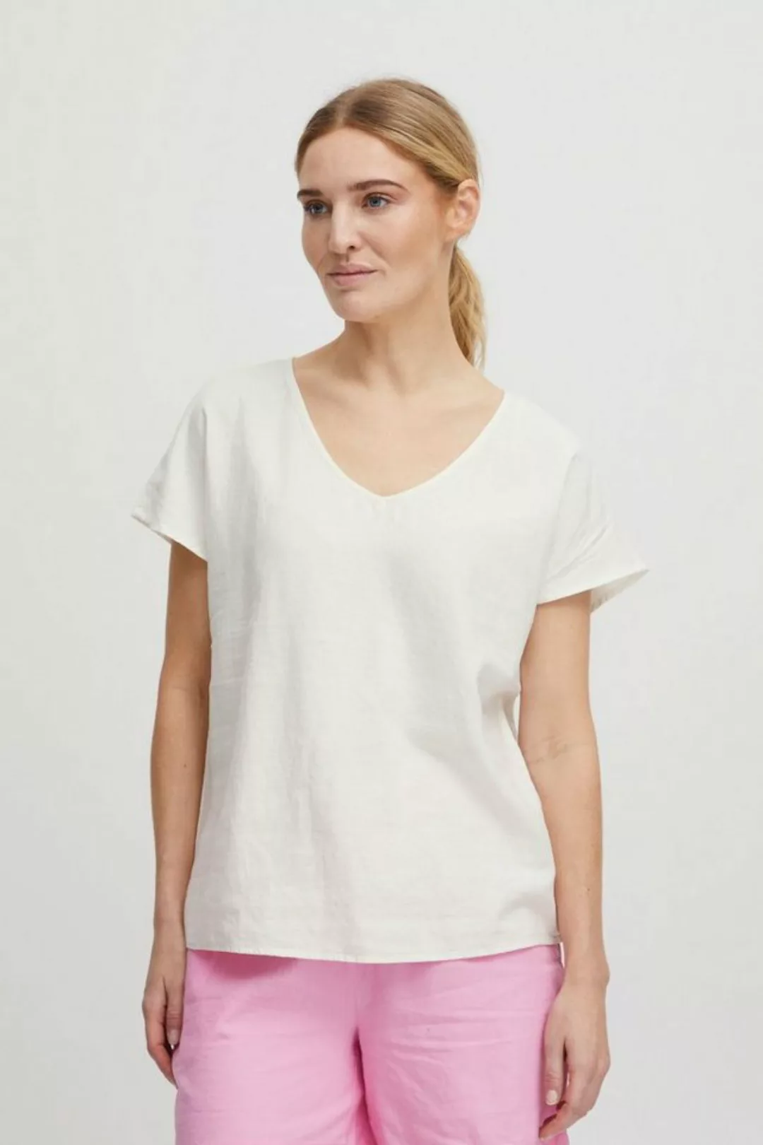 b.young Kurzarmbluse - BYFALAKKA VNECK BLOUSE - Bluse aus Leinenmix günstig online kaufen