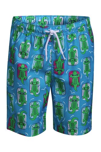 Badeshorts, Größe: 98/104, Blau, Polyester, by Lands' End, Türkis Alligator günstig online kaufen