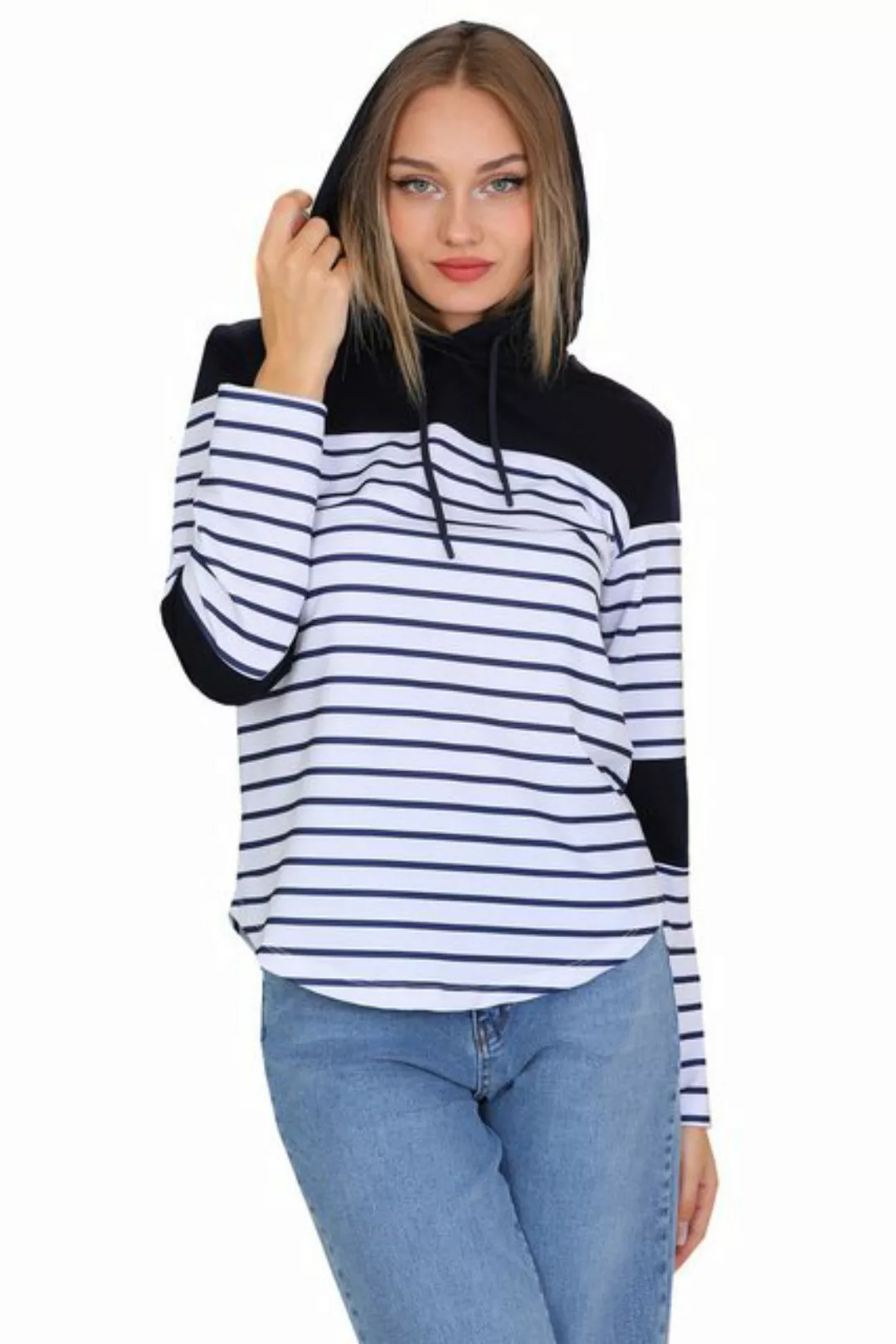 Bongual Sweatshirt Hoodie Kapuzensweatshirt Longsleeve mit Streifen günstig online kaufen