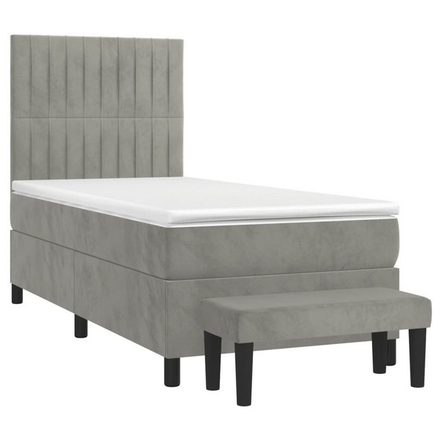 vidaXL Boxspringbett Boxspringbett mit Matratze Hellgrau 90x190 cm Samt Bet günstig online kaufen