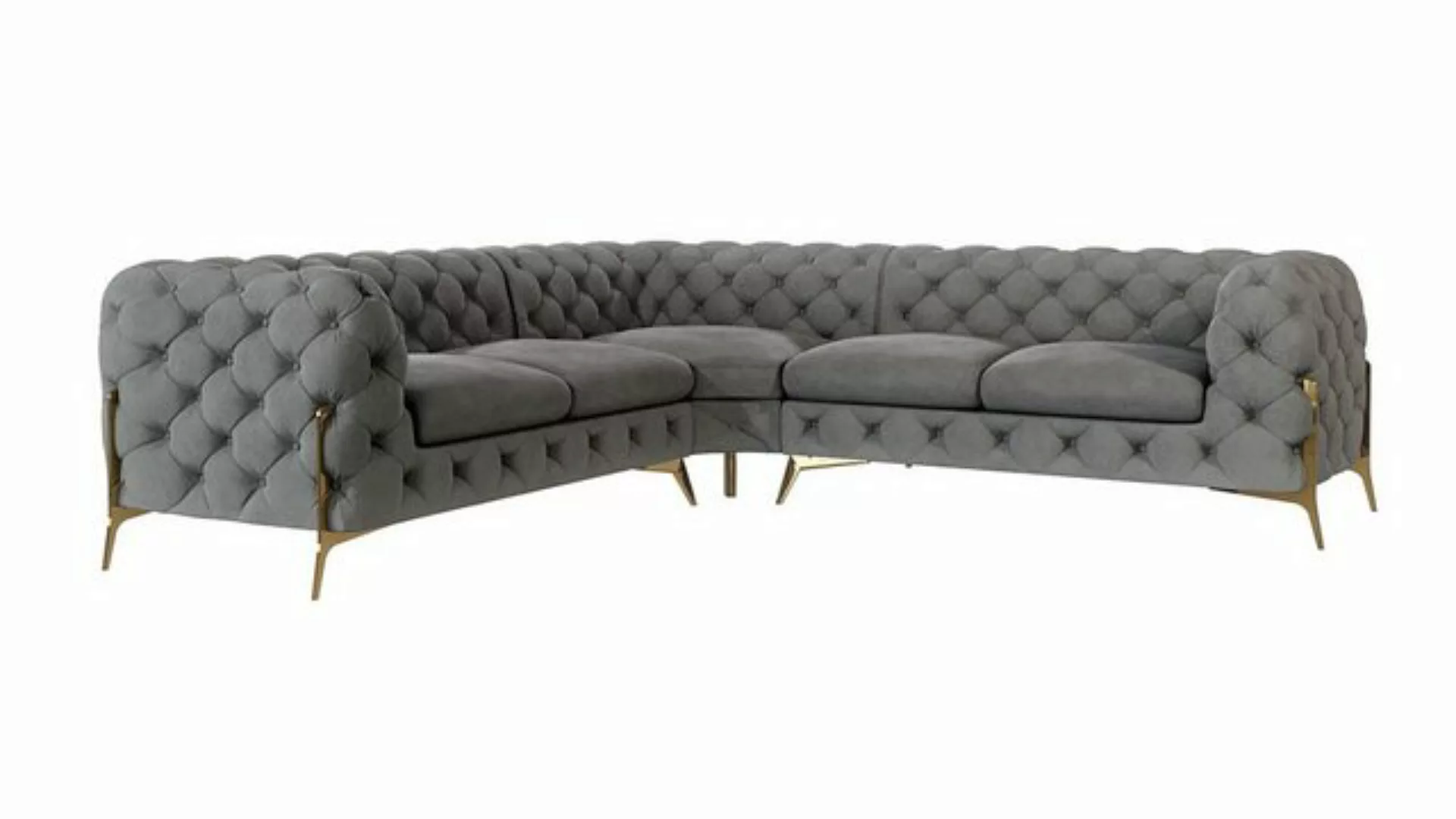 S-Style Möbel Ecksofa Chesterfield Ashley mit Goldene Metall Füßen, mit Wel günstig online kaufen