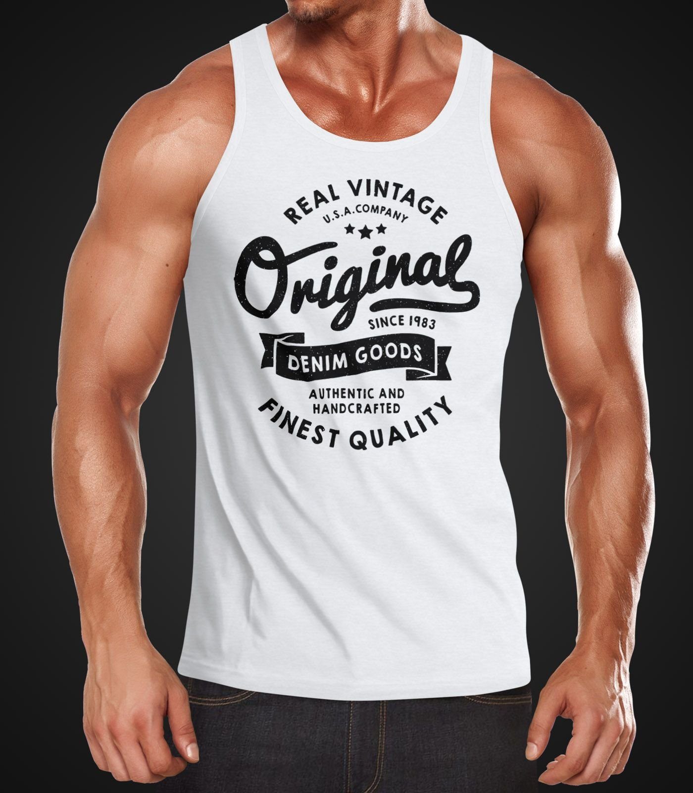 Neverless Tanktop Herren Tank-Top Original Denim günstig online kaufen