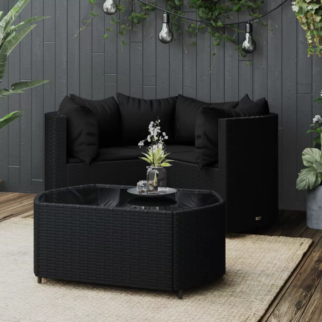 Vidaxl 4-tlg. Garten-lounge-set Mit Kissen Schwarz Poly Rattan günstig online kaufen