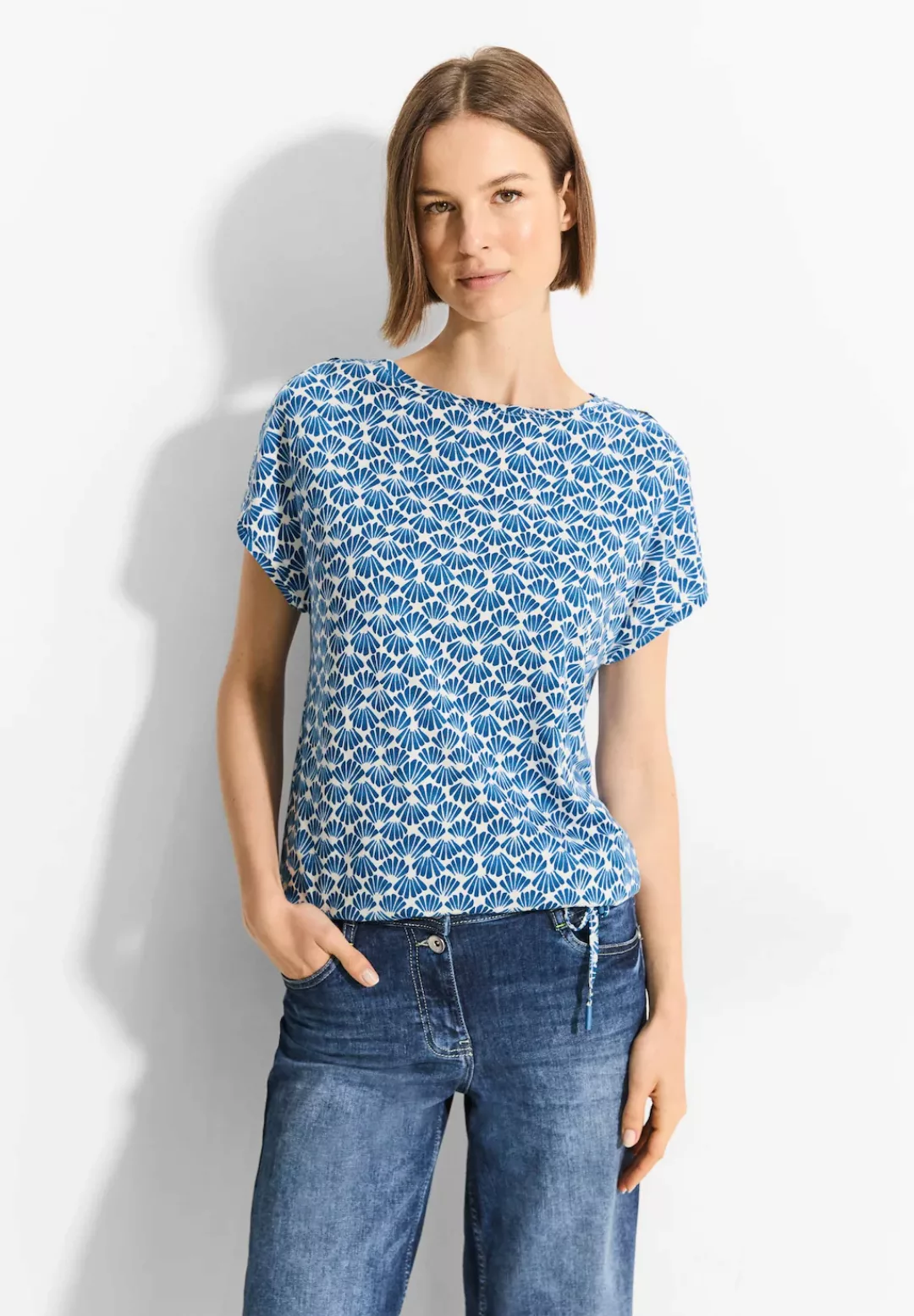 Cecil T-Shirt TOS AOP Cold Shoulder günstig online kaufen