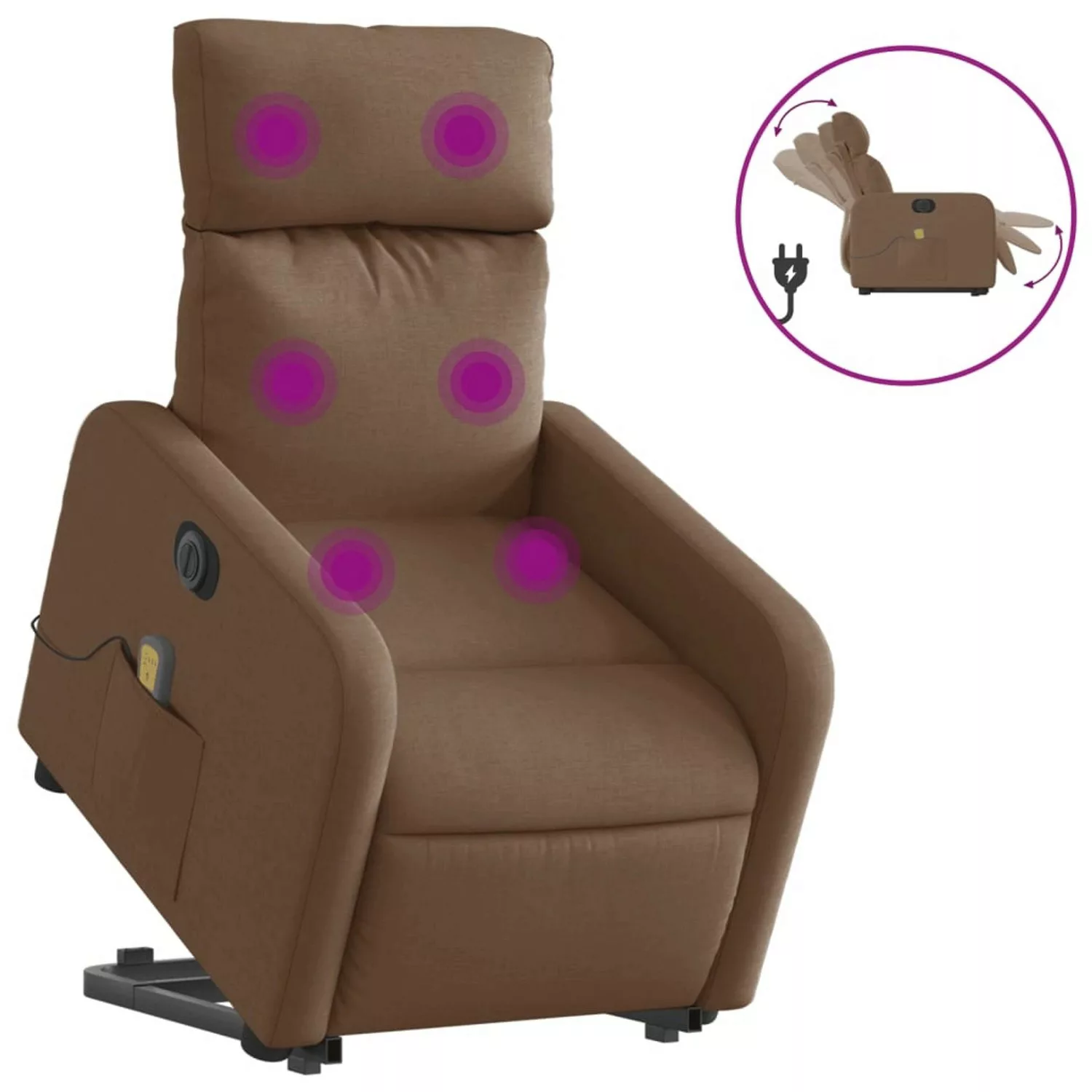 vidaXL Elektrischer Massagesessel mit Aufstehhilfe Braun Stoff Modell 13 günstig online kaufen